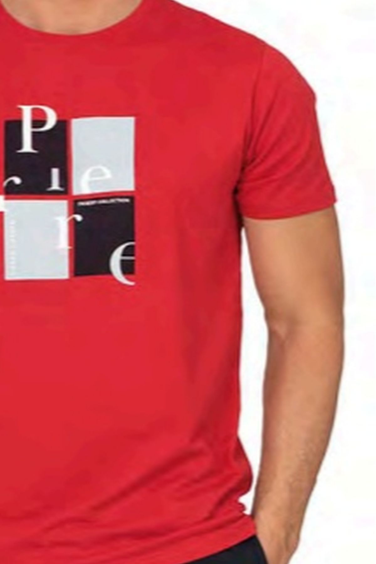 Pierre Cardin 6126 Erkek Kısa Kollu Bisiklet Yaka Pijama Takımı-Kırmızı
