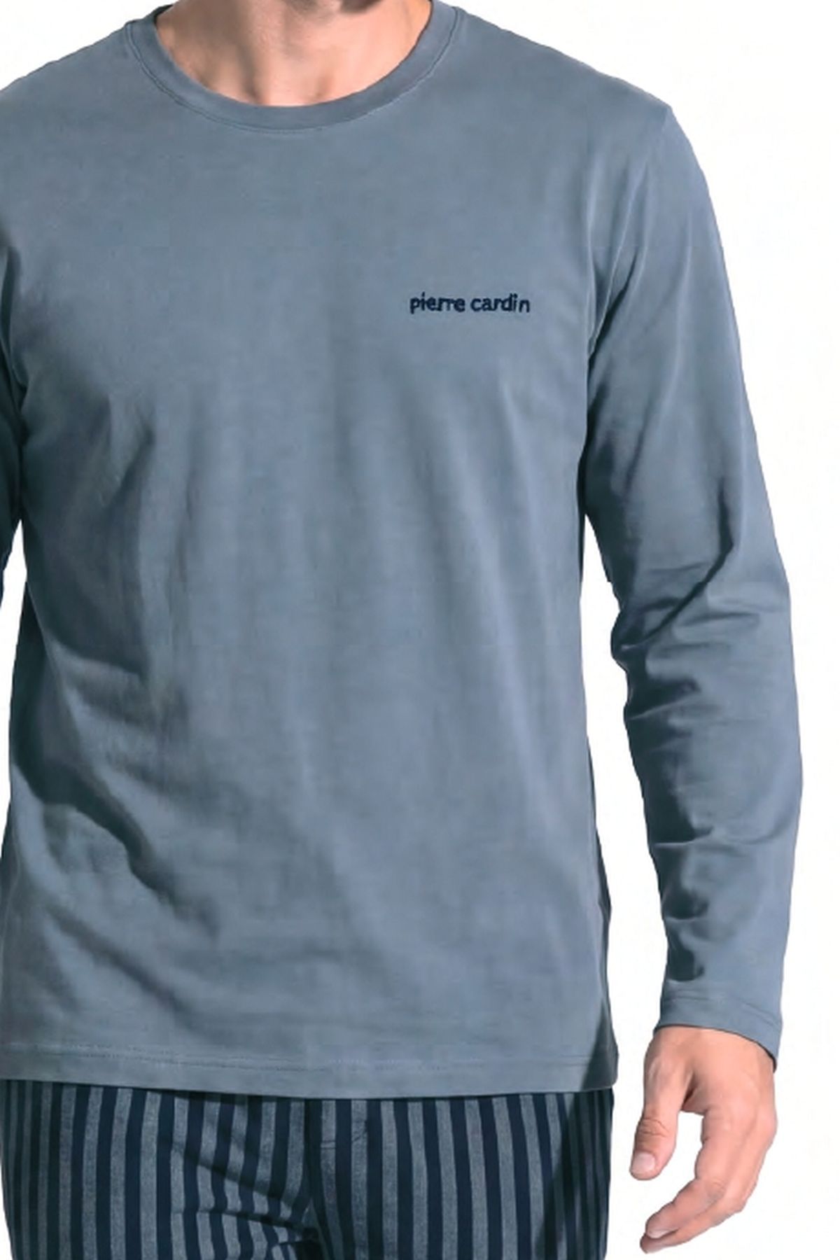 Pierre Cardin 6147 Erkek Uzun Kollu Bisiklet Yaka Pijama Takımı -Gri