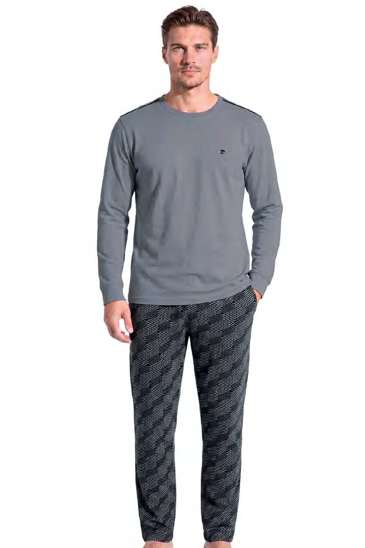 Pierre Cardin 6149 Erkek Uzun Kollu Bisiklet Yaka Pijama Takımı -Gri