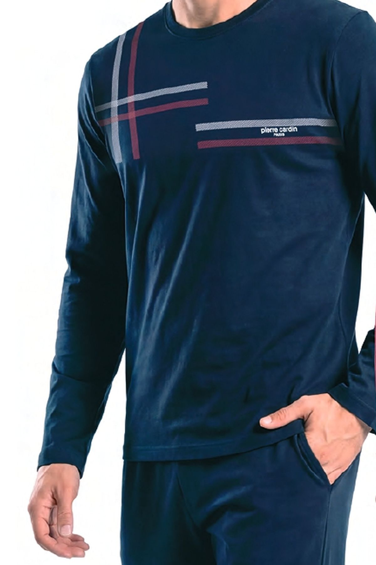 Pierre Cardin 6152 Erkek Uzun Kollu Bisiklet Yaka Pijama Takımı -Lacivert
