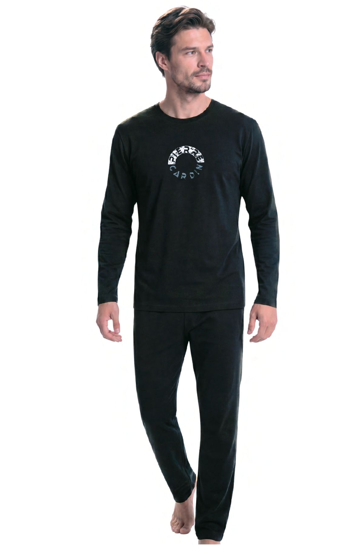 Pierre Cardin 6155 Erkek Uzun Kollu Bisiklet Yaka Pijama Takımı -Siyah