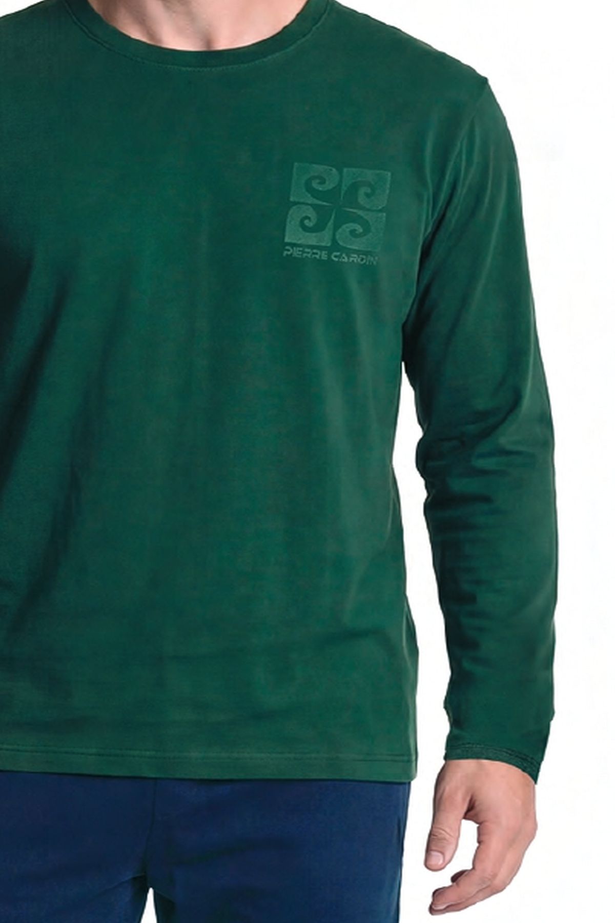 Pierre Cardin 6156 Erkek Uzun Kollu Bisiklet Yaka Pijama Takımı -Yeşil