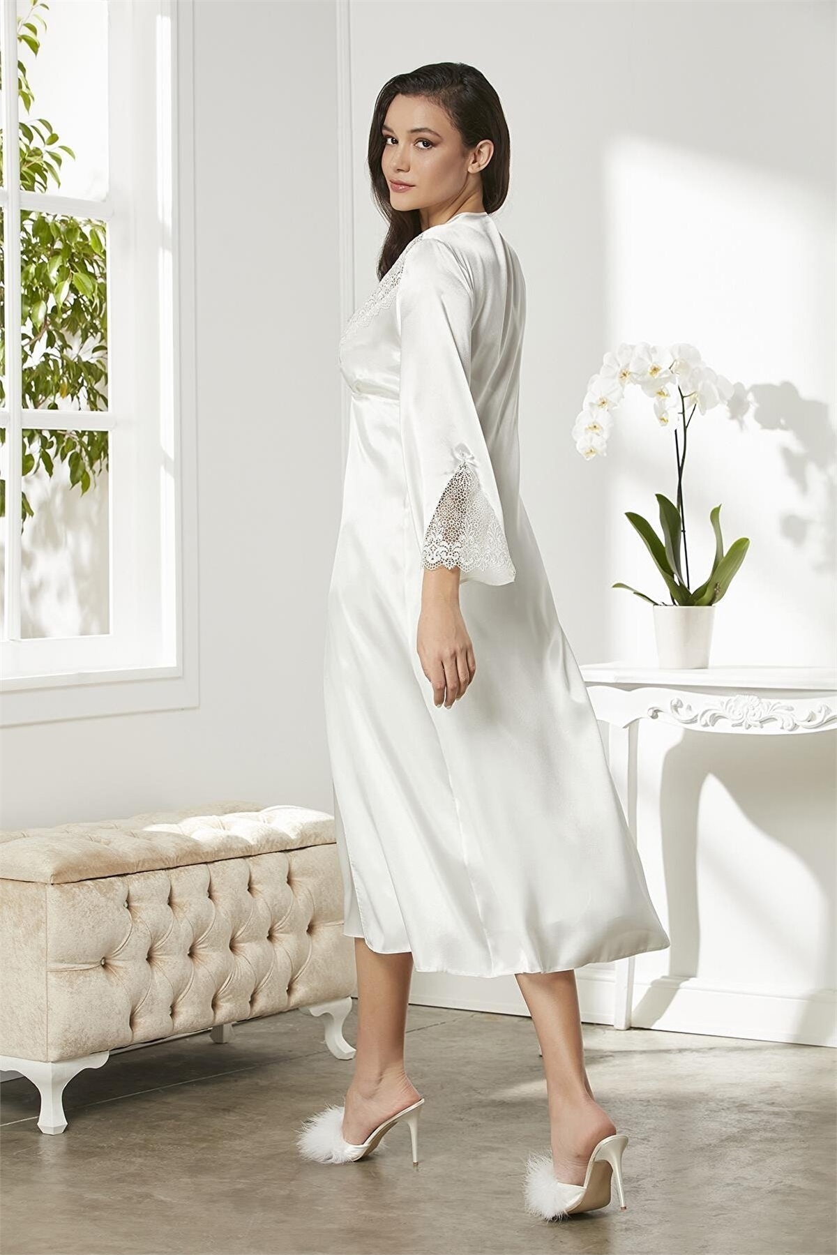 Pierre Cardin 6425 Kadın Saten Dantelli 6lı ÇeyizlikTakım-Ekru