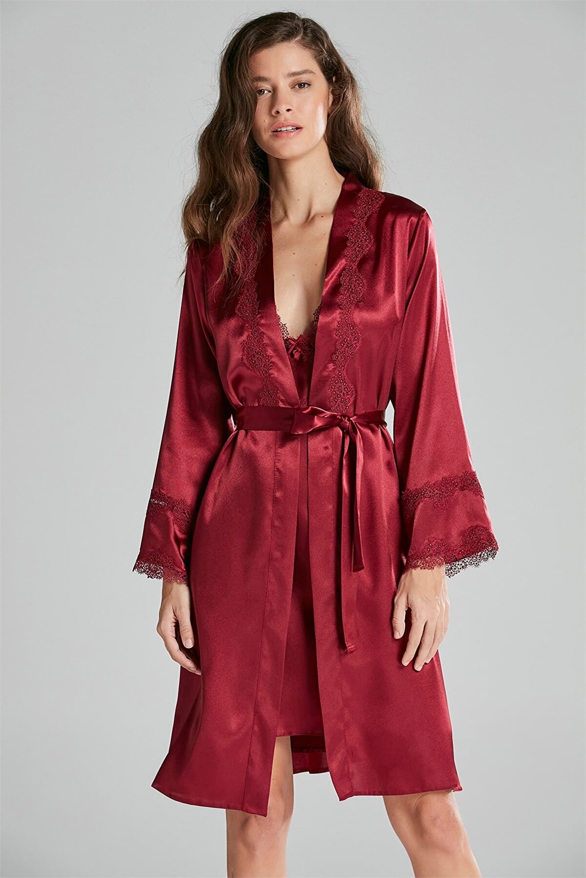Pierre Cardin 6965 Kadın Saten Dantelli 6lı ÇeyizlikTakım-Bordo