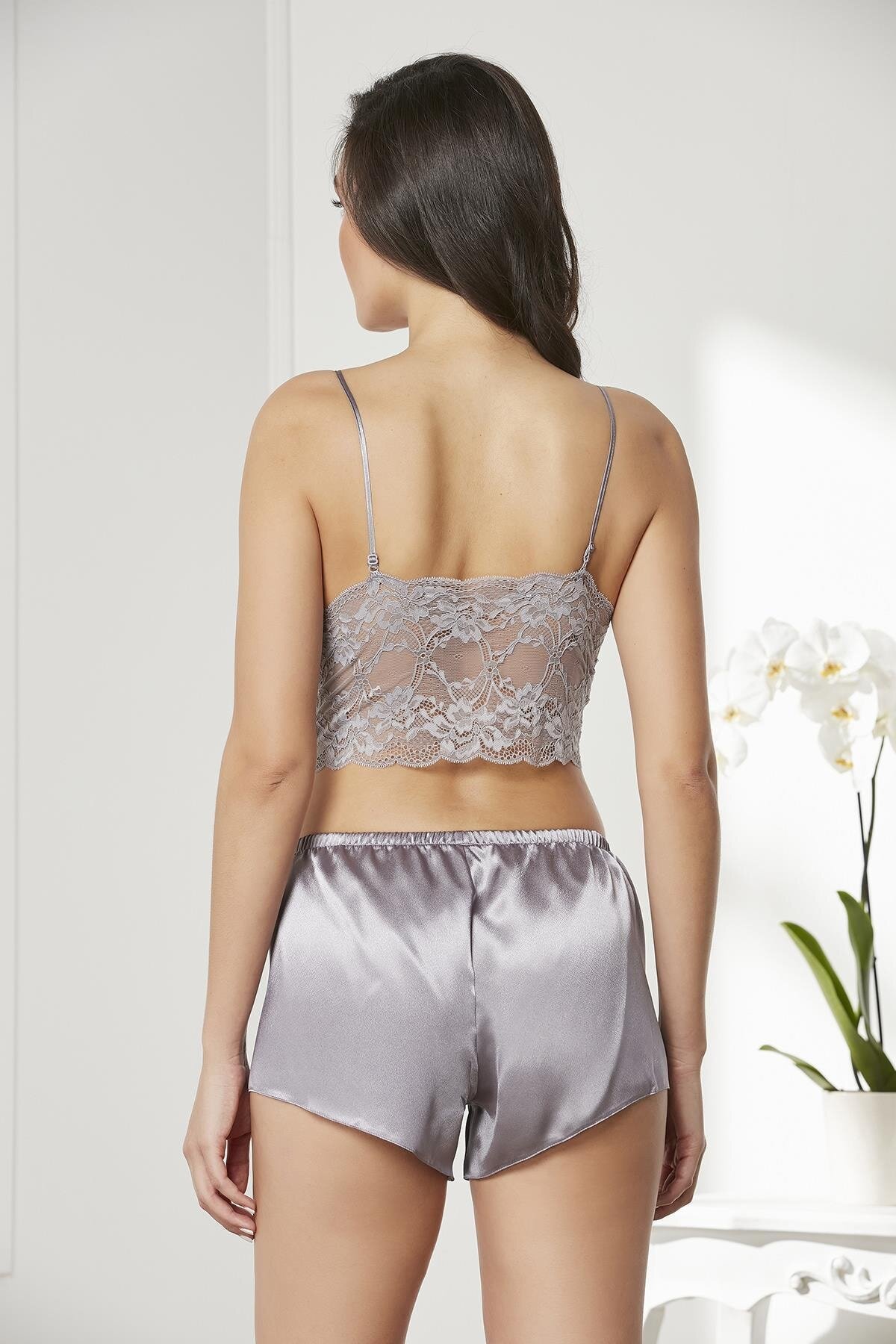 Pierre Cardin 7005 Çeyizlik Dantelli Saten 4lü Set -Royal