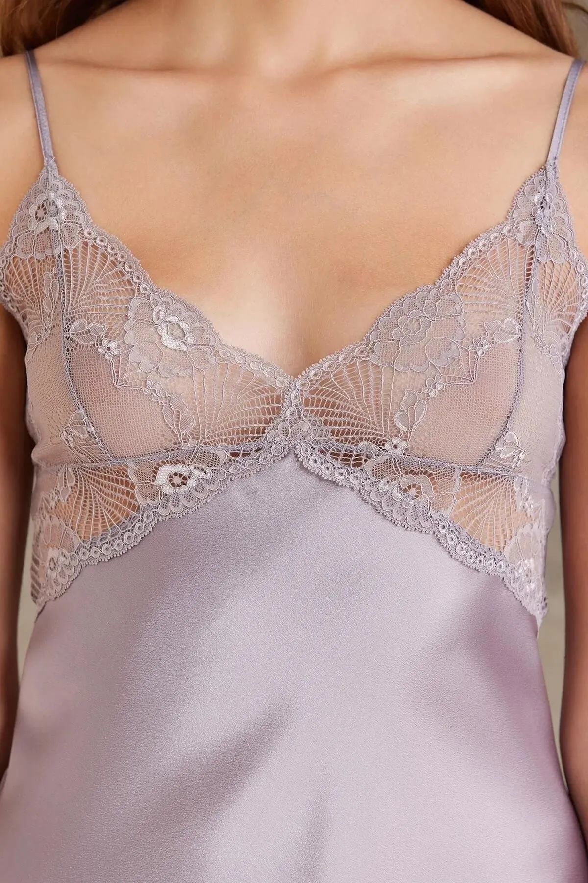 Pierre Cardin 7035 Kadın Dantelli Saten 4lü Set-Royal