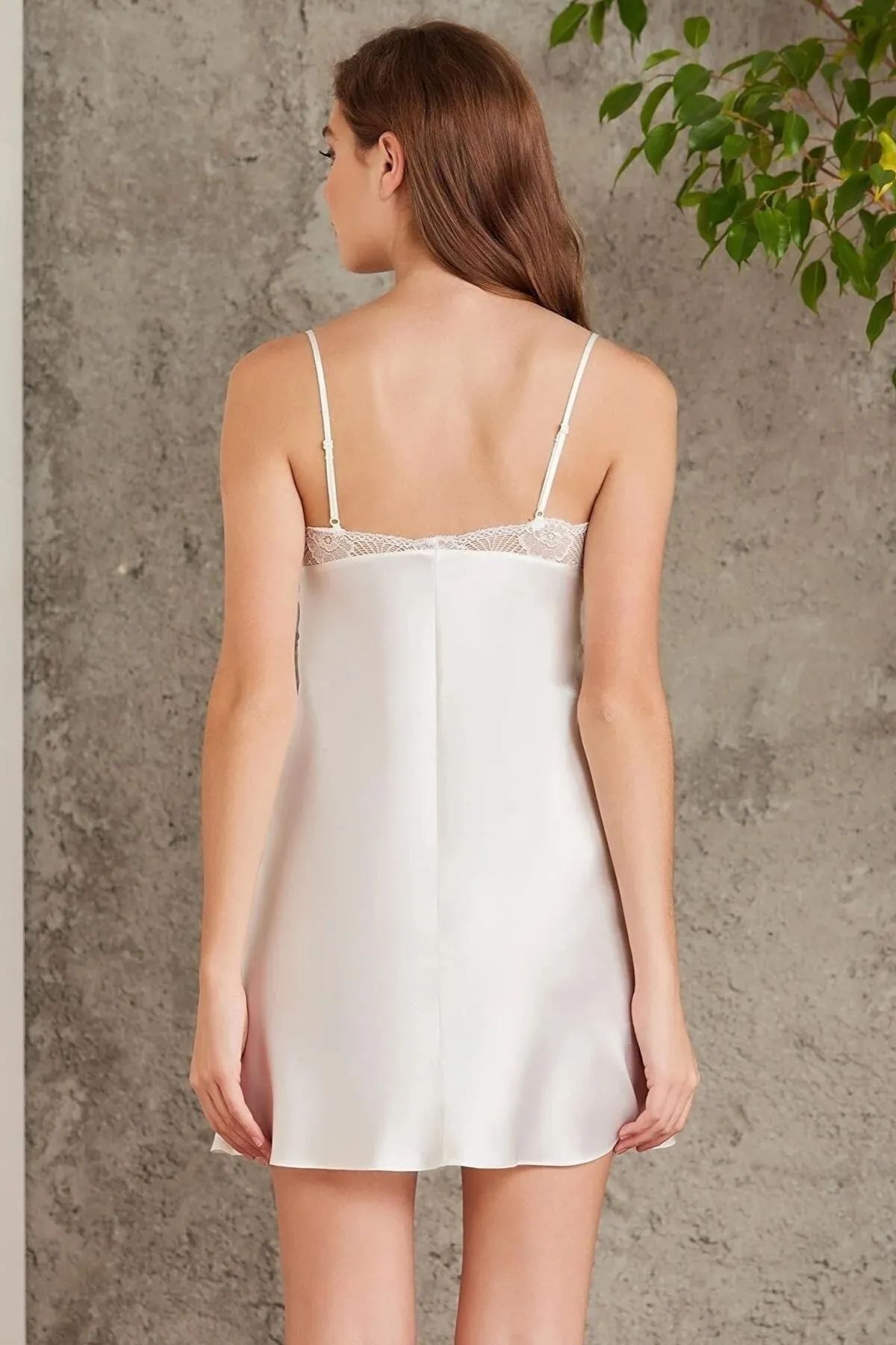 Pierre Cardin 7035 Kadın Dantelli Saten 4lü Set-Ekru