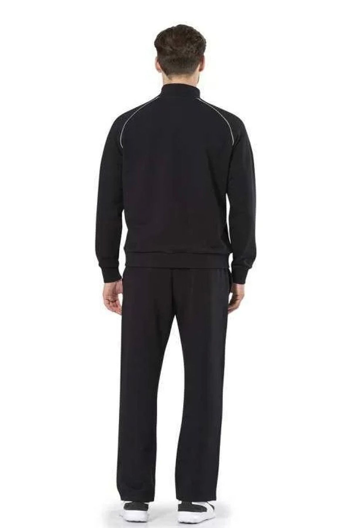Pierre Cardin 7055 Erkek Uzun Kollu Dik Yaka Eşofman Takımı-Siyah