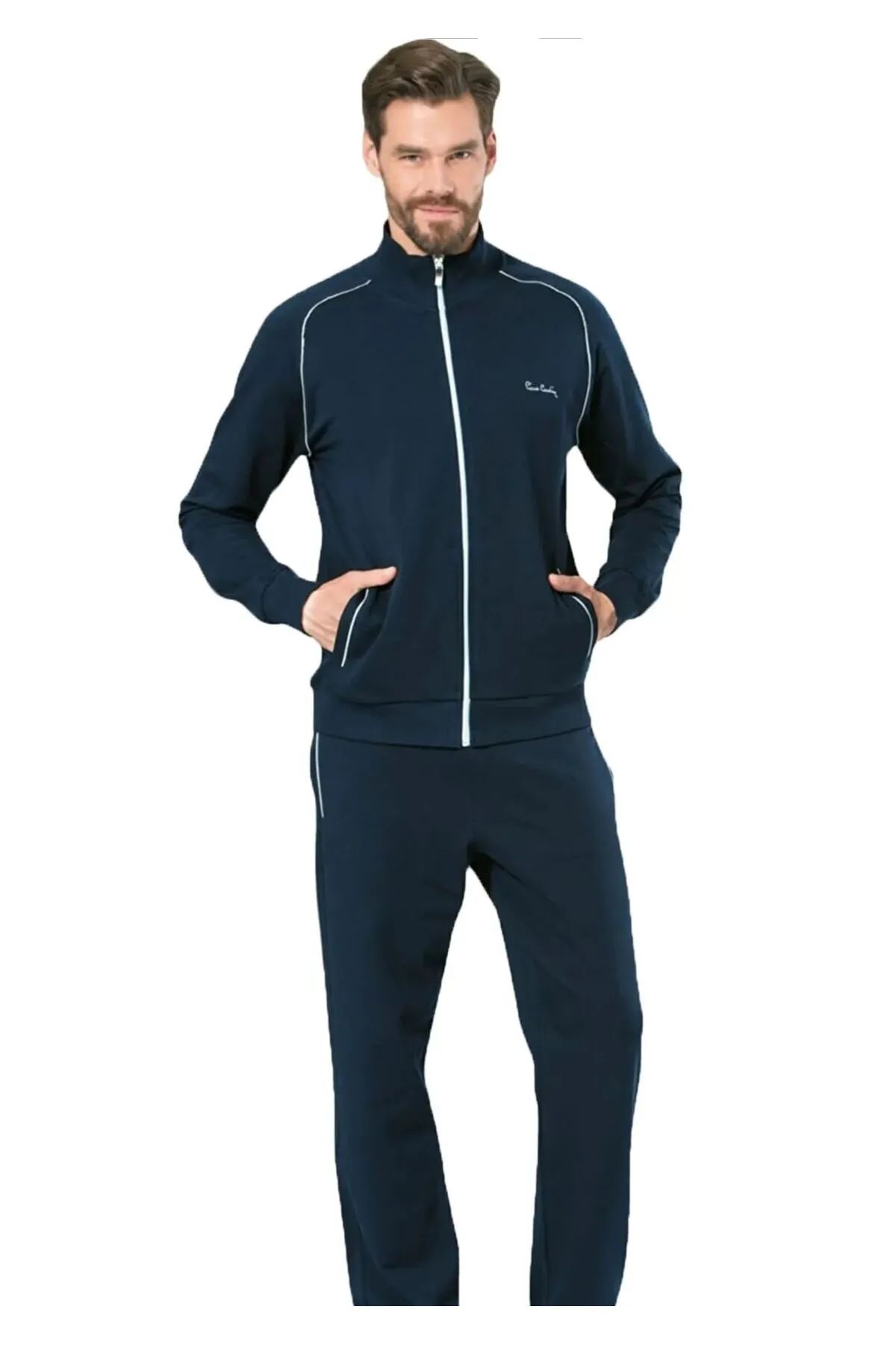 Pierre Cardin 7055 Erkek Uzun Kollu Dik Yaka Eşofman Takımı-Lacivert
