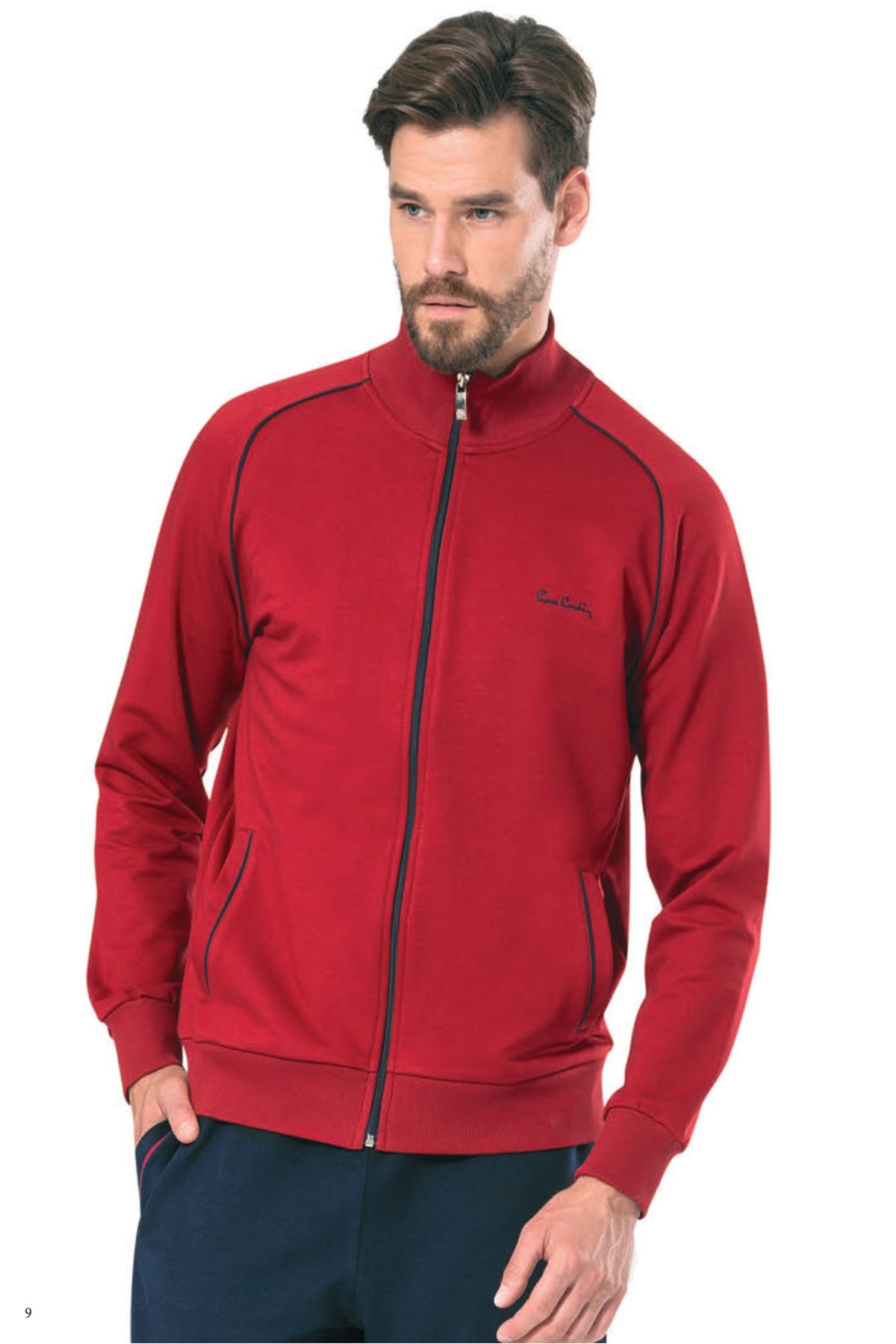 Pierre Cardin 7055 Erkek Uzun Kollu Dik Yaka Eşofman Takımı-Bordo