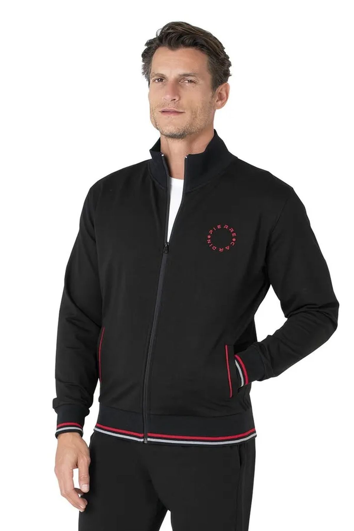 Pierre Cardin 7125 Erkek Uzun Kollu Dik Yaka Eşofman Takımı-Siyah