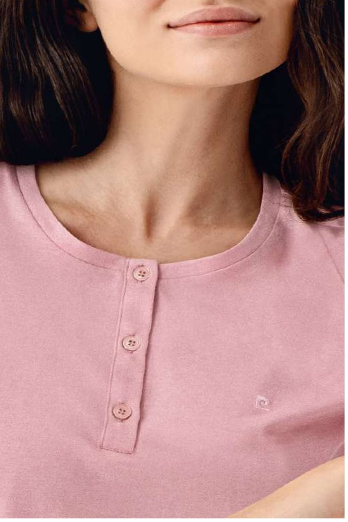 Pierre Cardin 9055 Kadın Düğmeli Bisiklet Yaka Uzun Kollu Pijama Takımı-Gülkurusu