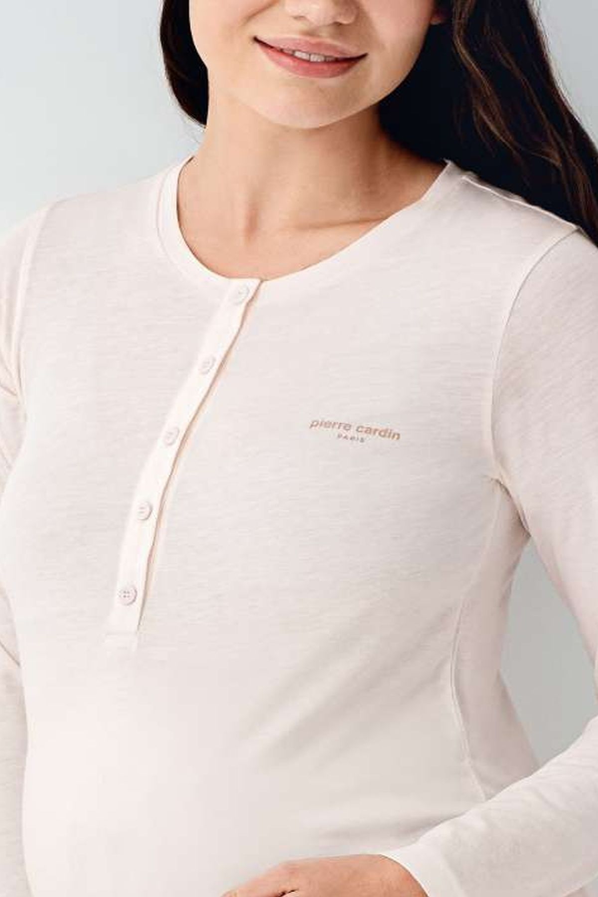 Pierre Cardin 9066 Hamile Lohusa Düğmeli Bisiklet Yaka Pijama Takımı-Tozpembe