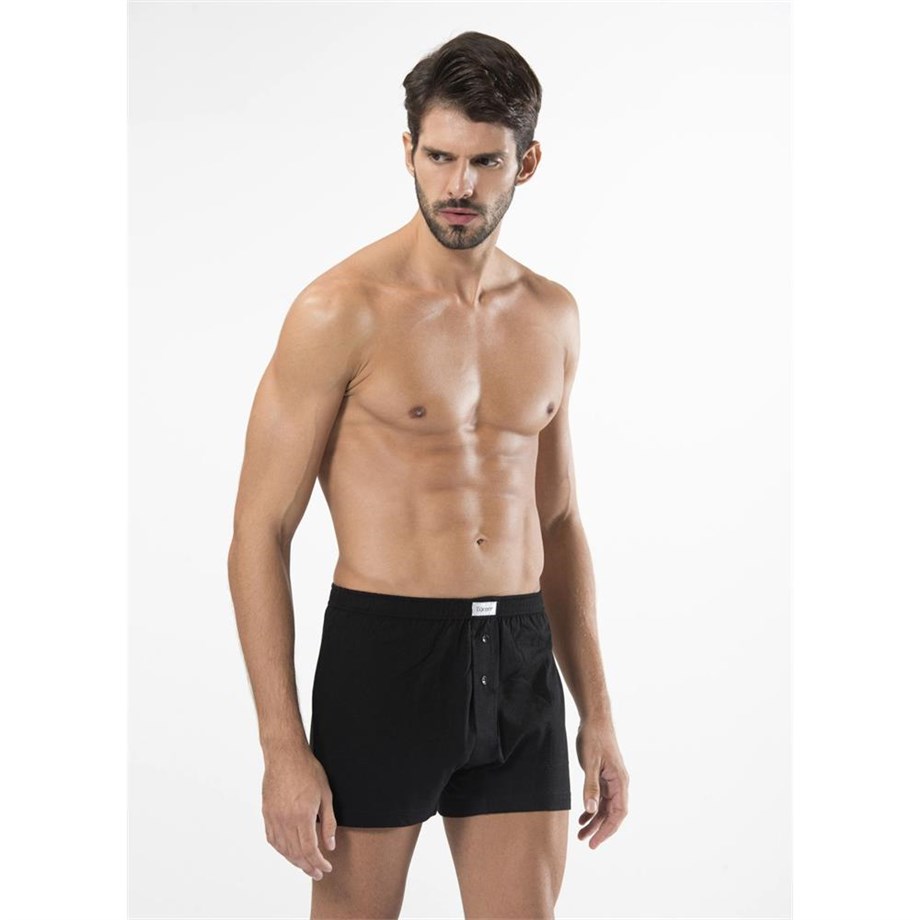 Türen 186 Düğmeli Boxer İkili Paket-SIYAH