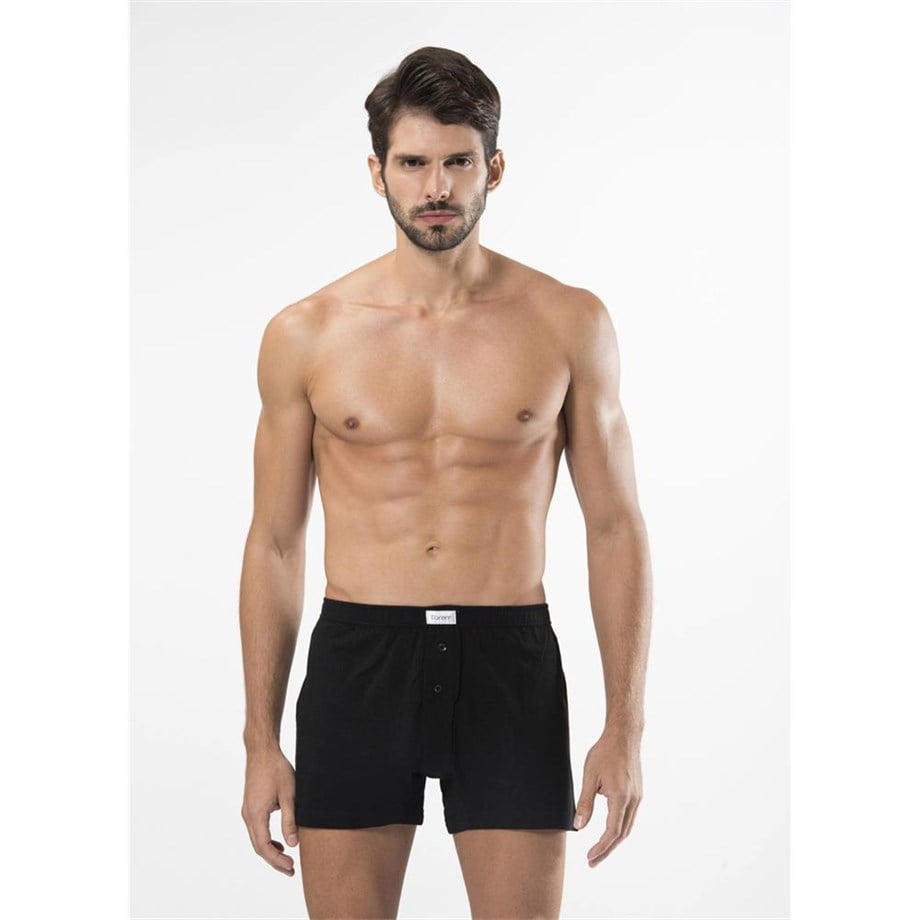 Türen 186 Düğmeli Boxer İkili Paket-SIYAH