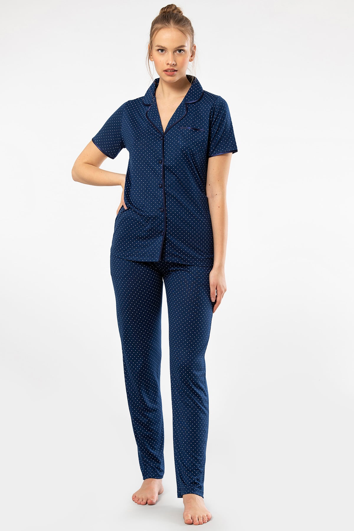Türen 3291 Kadın Kısa Kollu Pijama Takımı -Lacivert