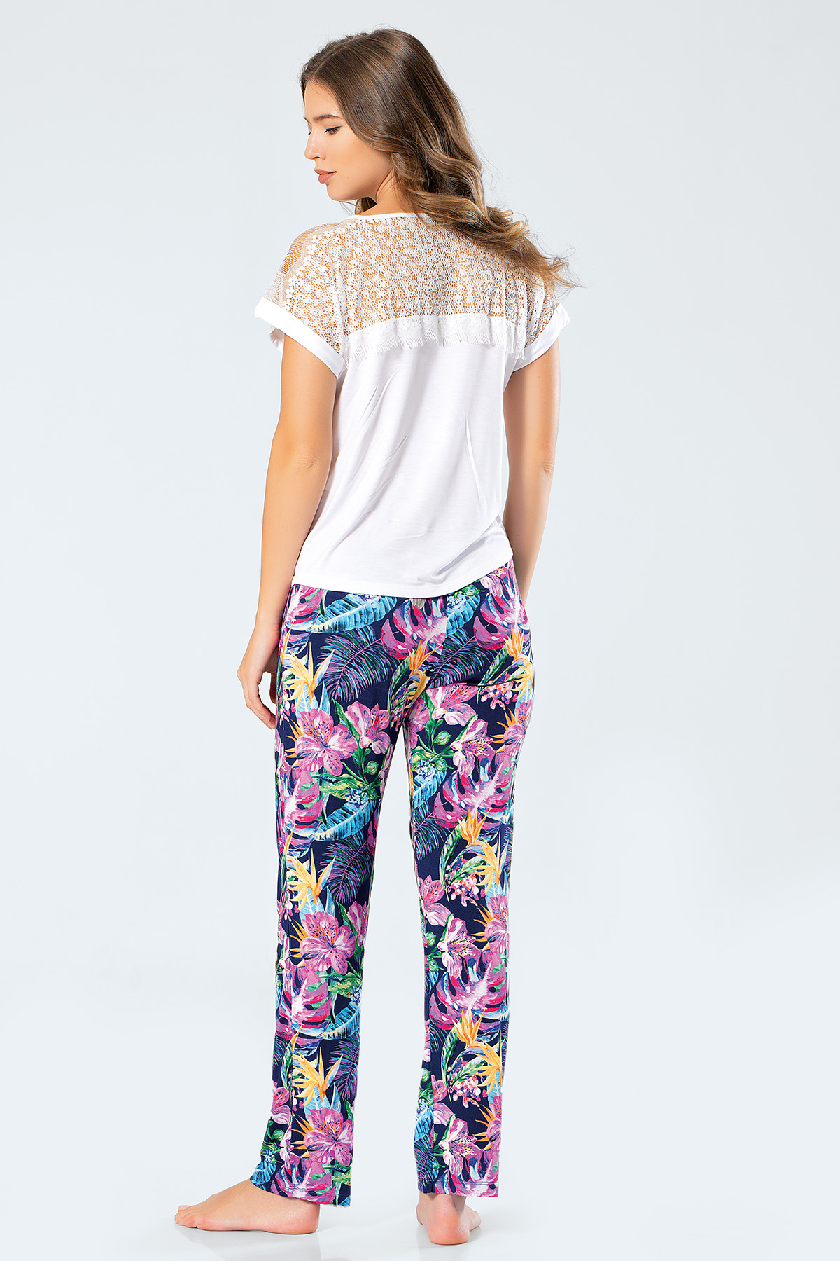 Türen 3302 Desenli Kadın Pijama Takımı  - Lacivert