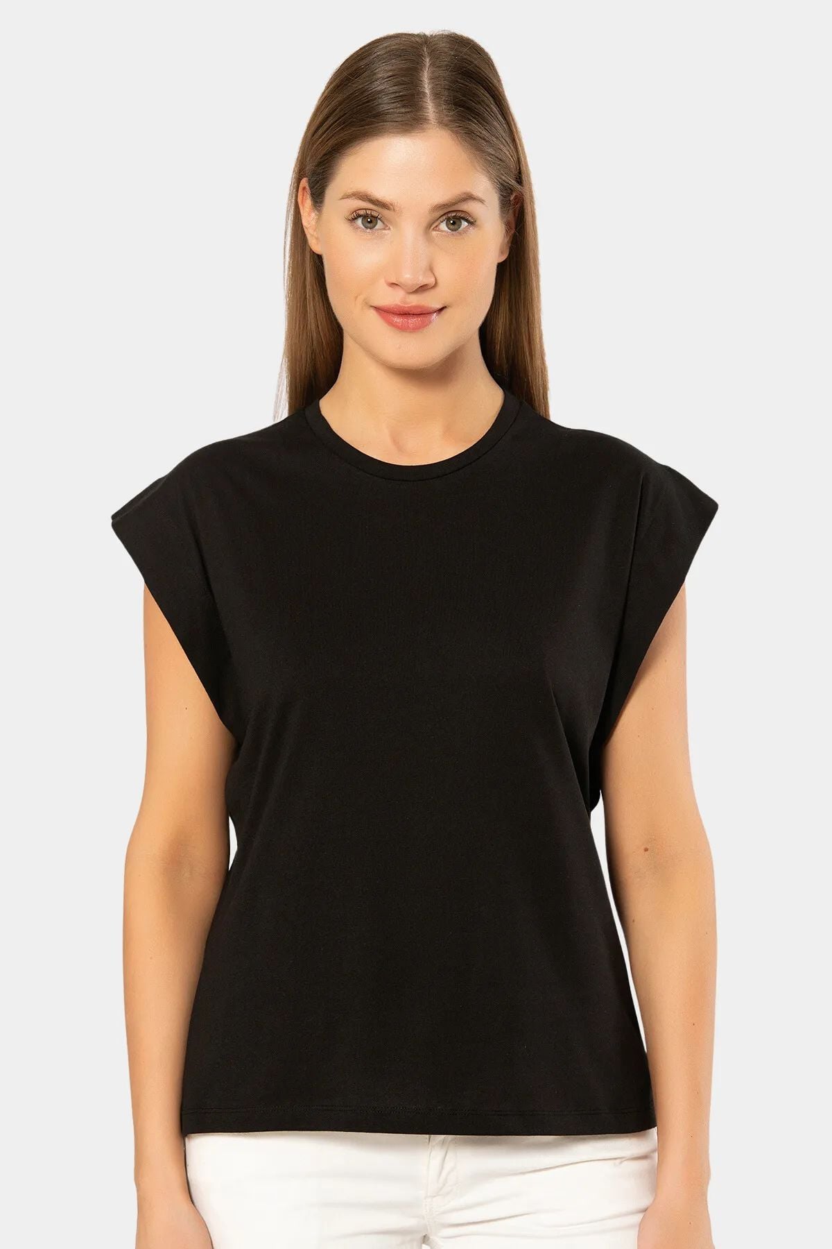 Türen 3401 Kadın Vatka Görünümlü T-shirt-Siyah