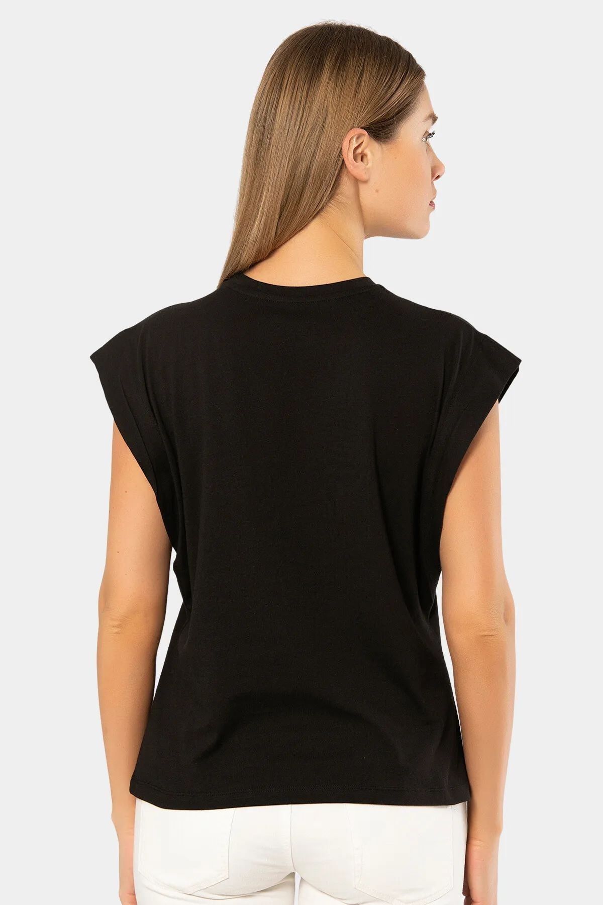 Türen 3401 Kadın Vatka Görünümlü T-shirt-Siyah