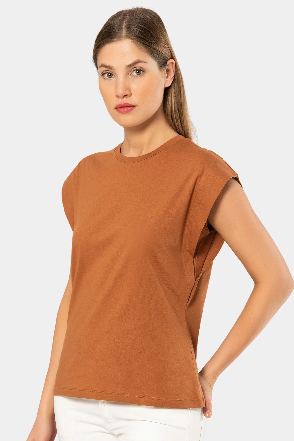 Türen 3401 Kadın Vatka Görünümlü T-shirt-Tarcın