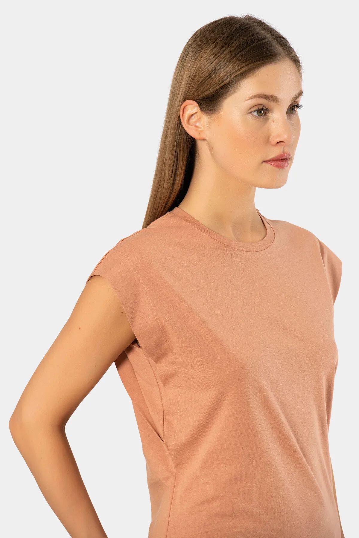 Türen 3401 Kadın Vatka Görünümlü T-shirt-Somon