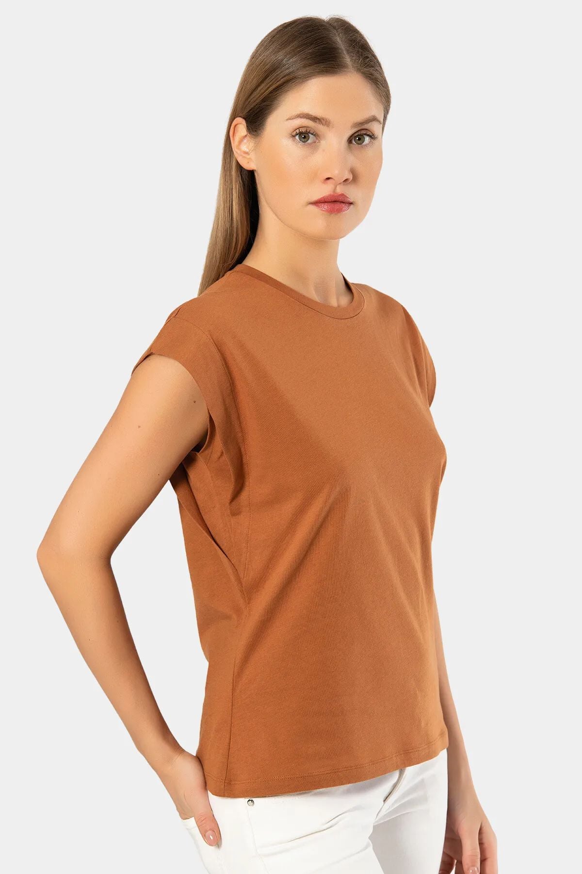 Türen 3401 Kadın Vatka Görünümlü T-shirt-Tarcın