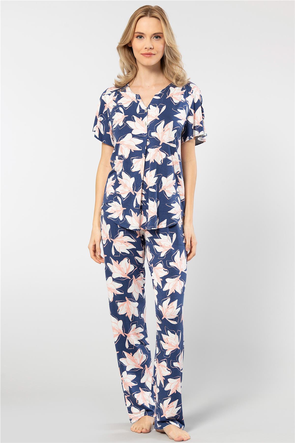 Türen 3606 Kadın Kısa Kollu Pijama Takımı-Lacivert