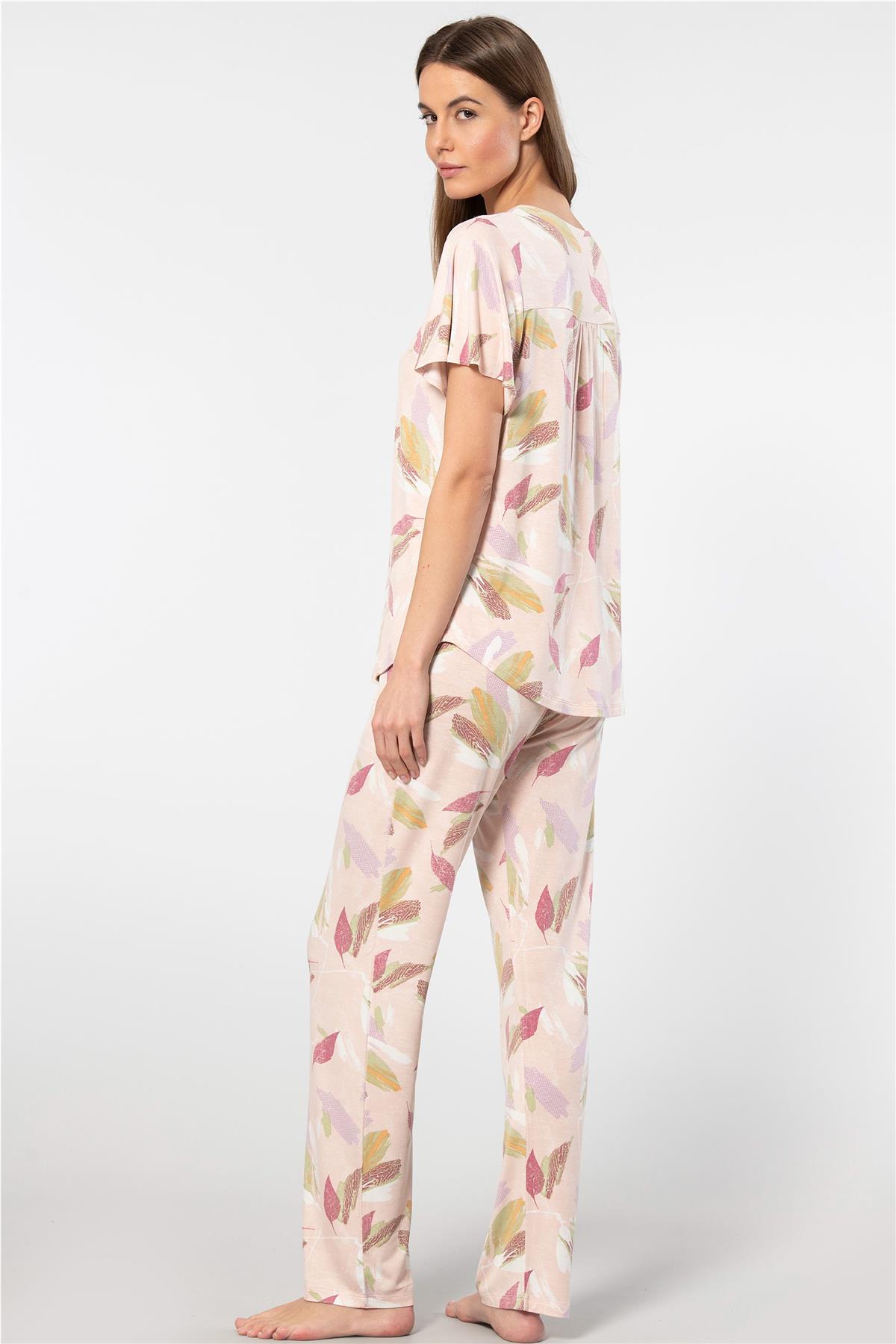 Türen 3606 Kadın Kısa Kollu Pijama Takımı-Pudra