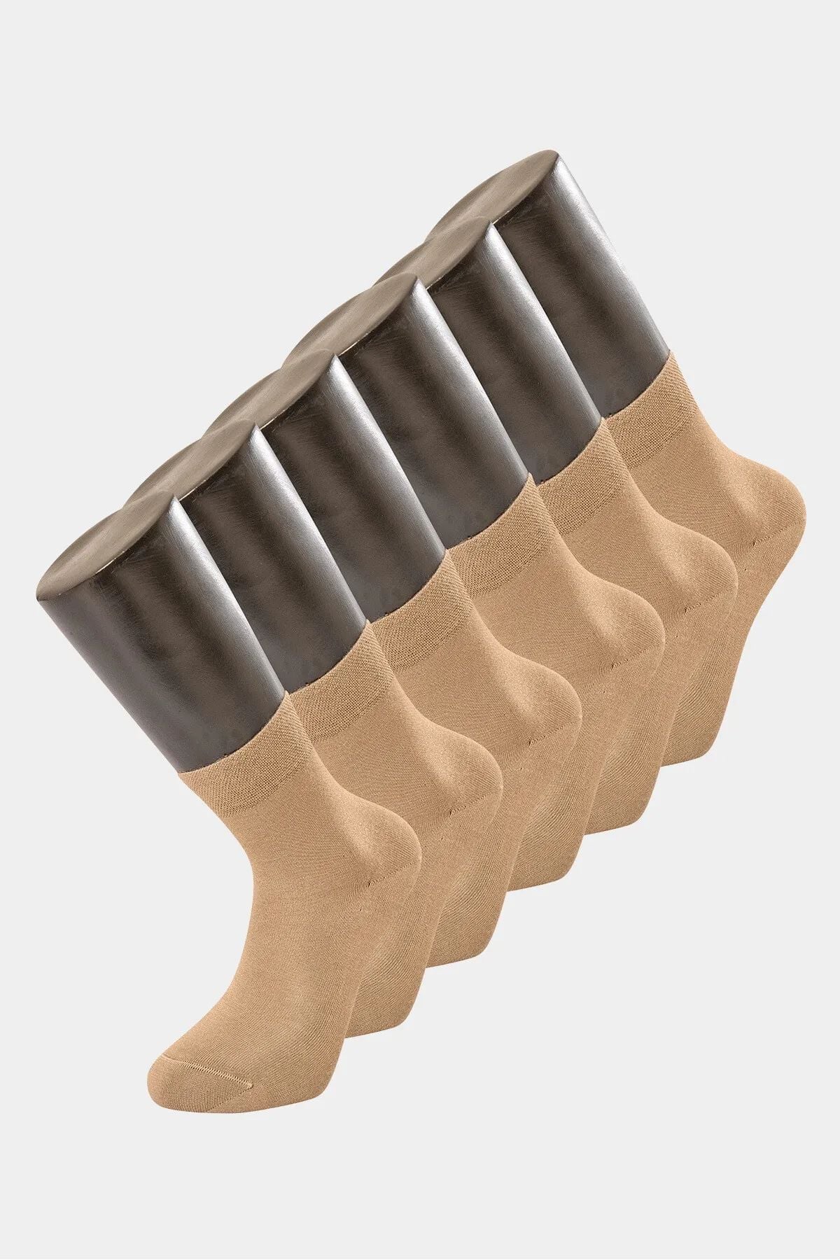 Türen 9102 Erkek Bamboo Düz Yarım Soket Çorap 6lı Paket-Bej