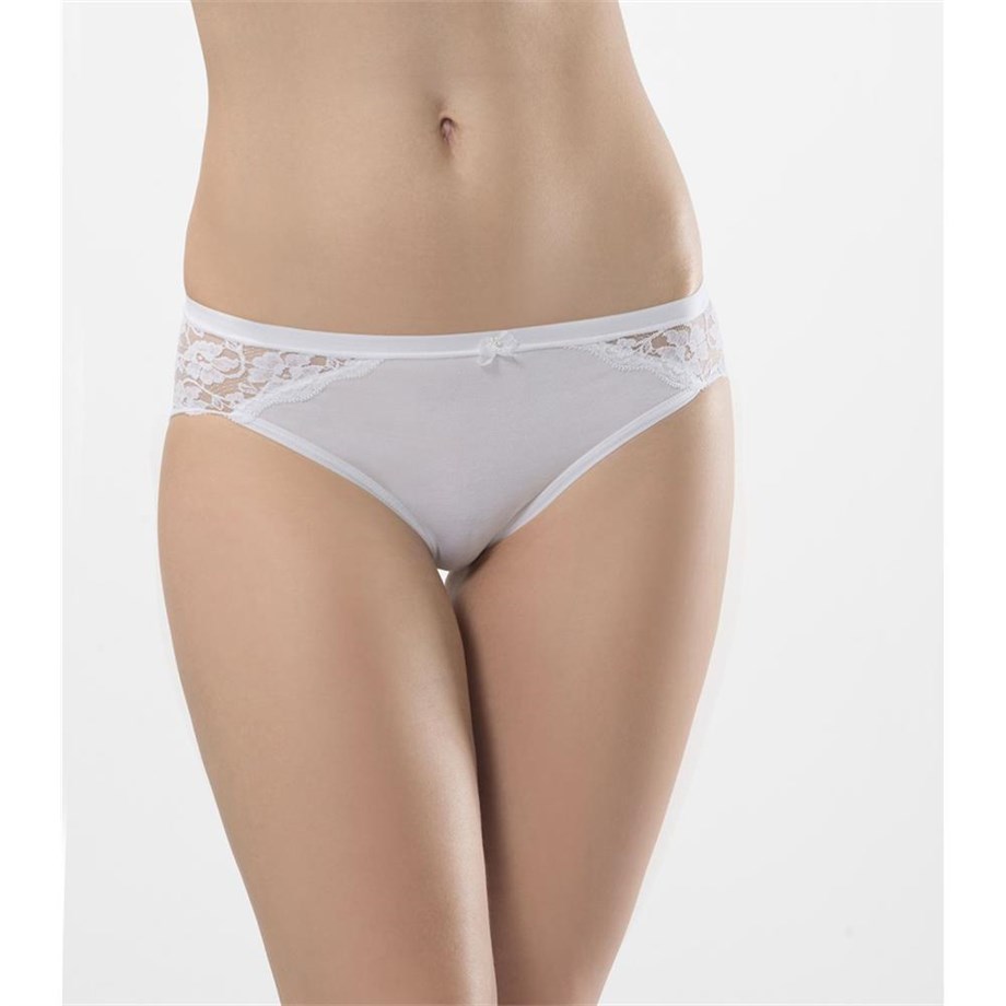 Türen 956 İkili Likralı Dantelli Bikini-BEYAZ