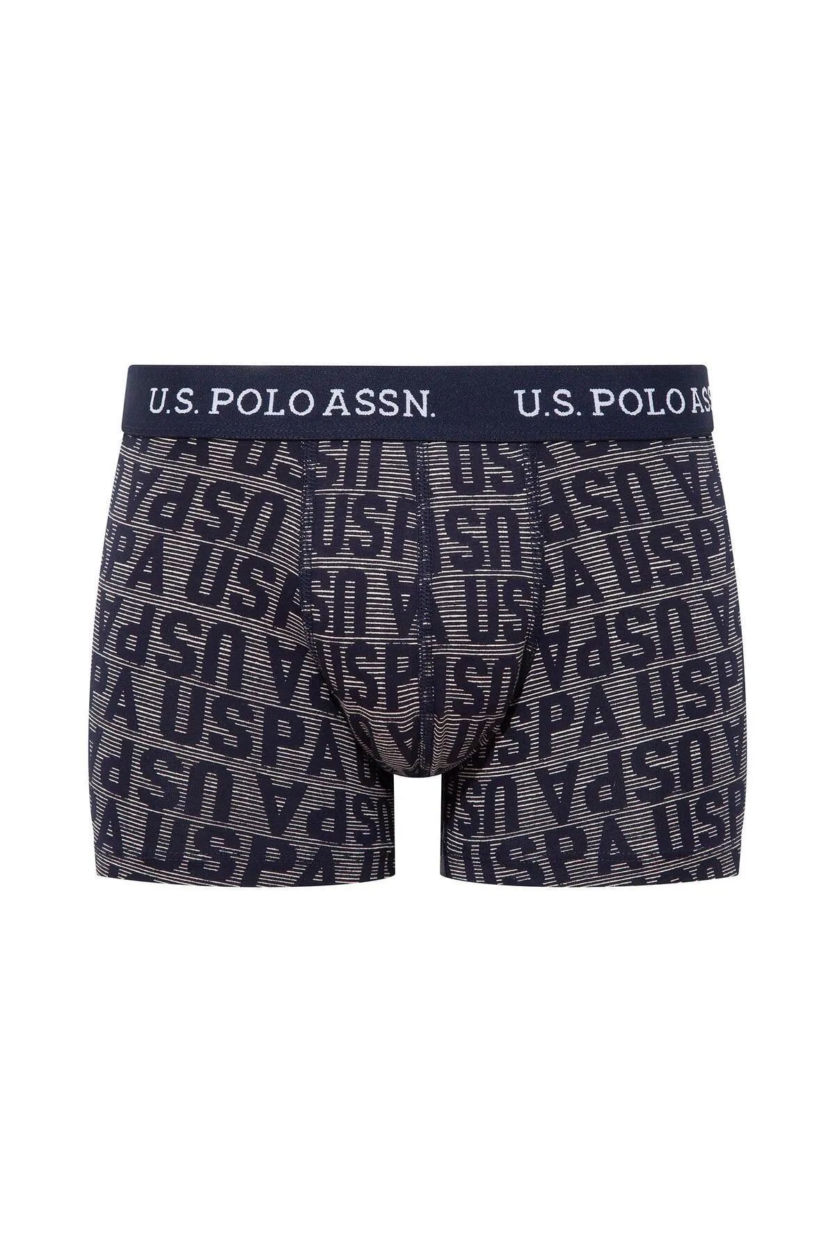 U.s Polo Assn. 80503 Erkek Pamuklu 3lü Boxer-İndigo&Lacivert&Baskılı
