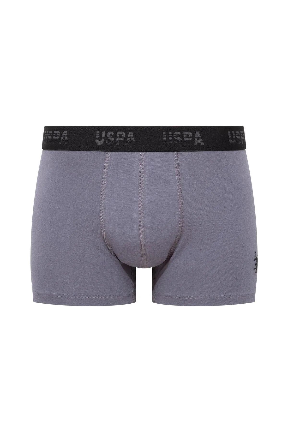 U.s Polo Assn. 80505 Erkek Pamuklu 3lü Boxer-Siyah&Antrasit&Baskılı