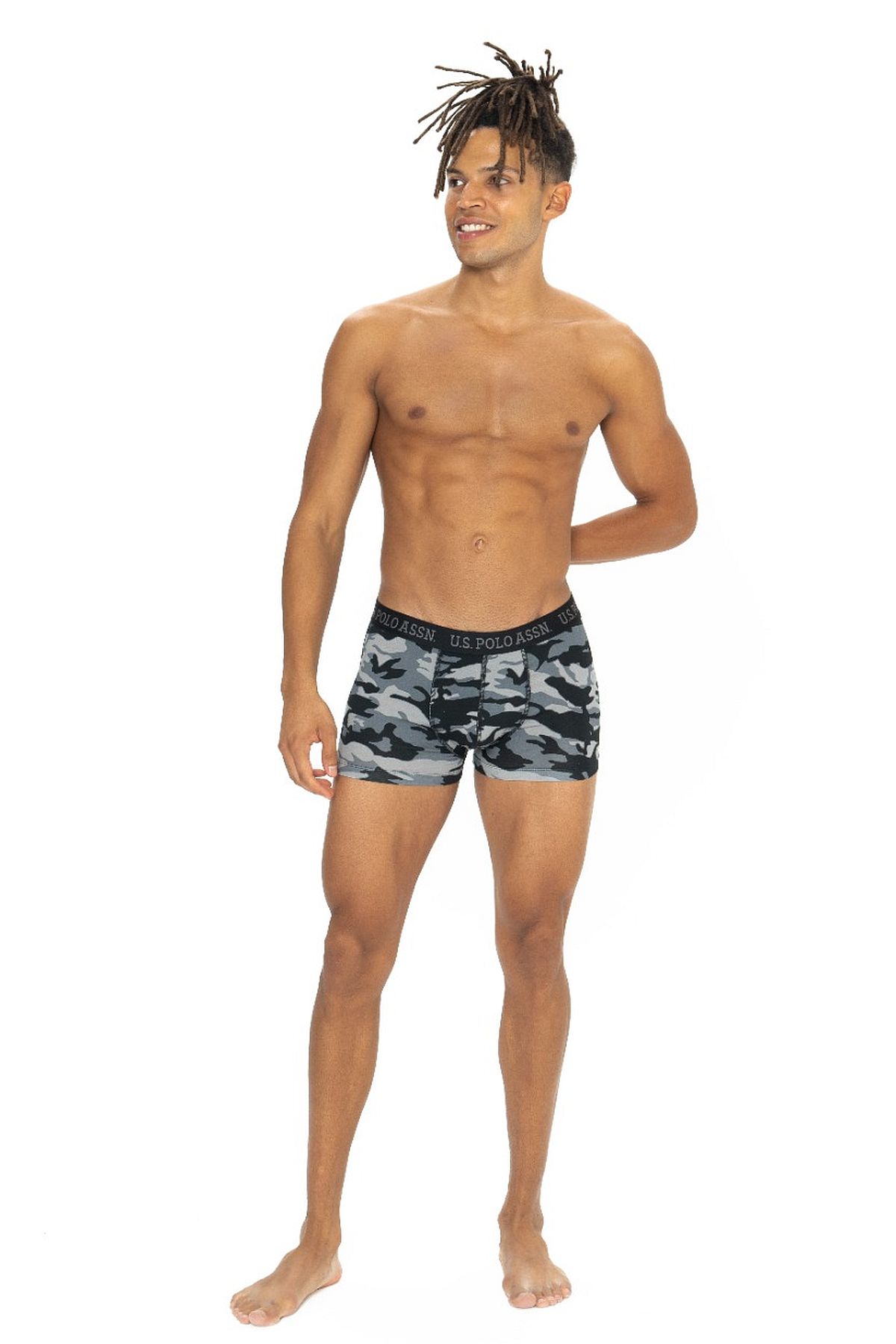 U.s Polo Assn. 80542 Erkek Pamuklu 3lü Boxer-Siyah&Antrasit&Baskılı