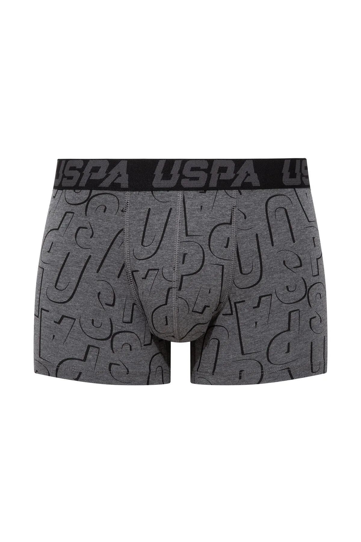 U.s Polo Assn. 80496 Erkek Pamuklu 3lü Boxer-Siyah&Antrasit&Baskılı