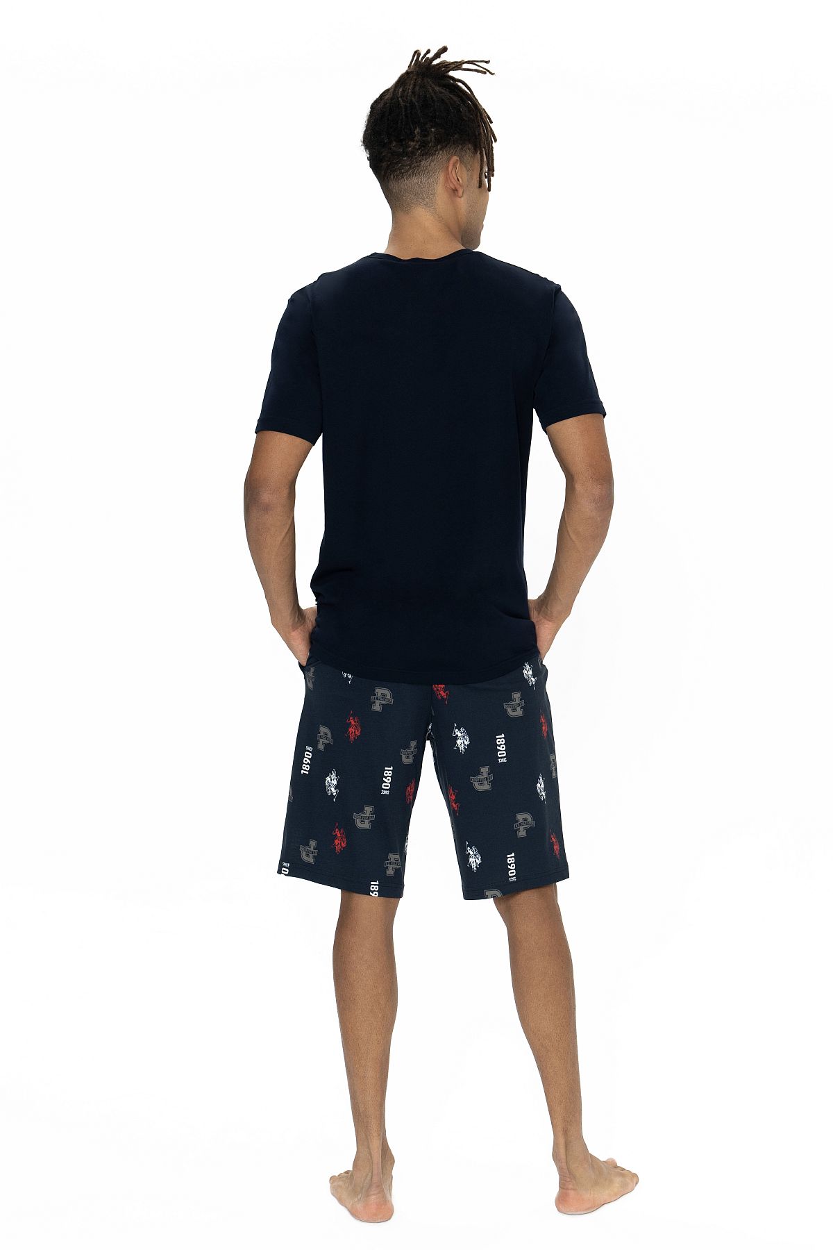 U.s Polo Assn. 18867 Erkek Kısa Kollu Bisiklet Yaka Şortlu Pijama Takımı-Lacivert