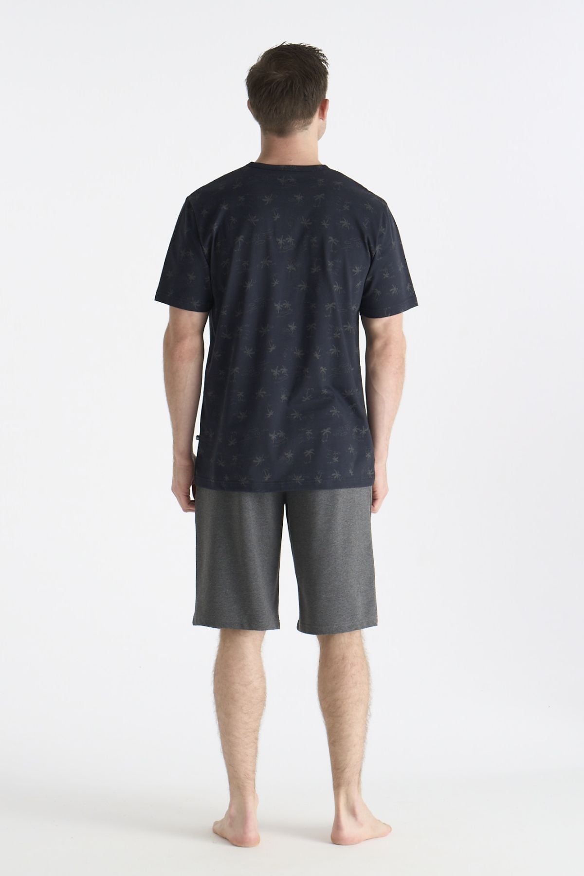 U.s Polo Assn. 19053 Erkek Kısa Kollu Bisiklet Yaka Şortlu Pijama Takımı-Lacivert