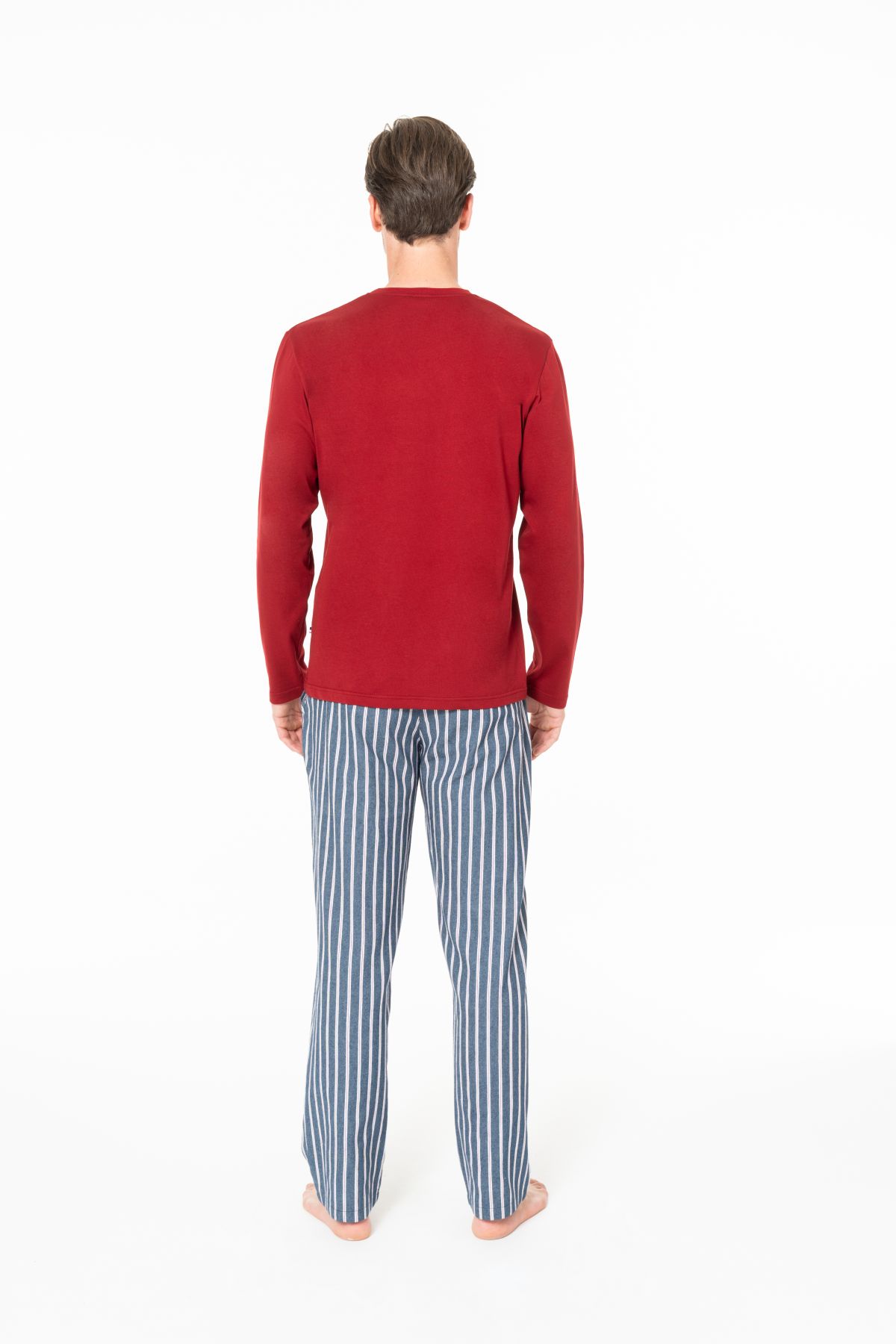 U.s Polo Assn. 18977 Erkek Uzun Kollu Bisiklet Yaka Pijama Takımı-Bordo