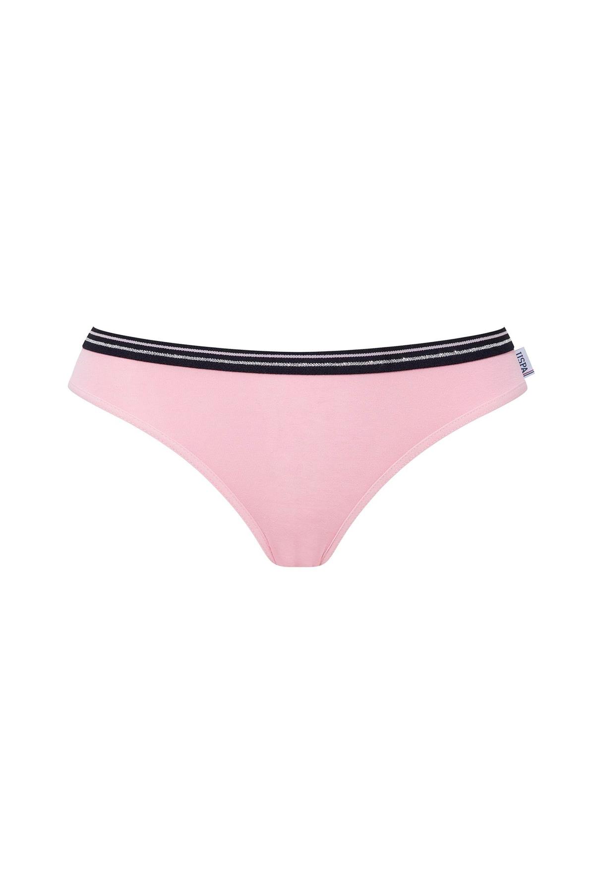 U.s Polo Assn. 66422 Kadın Pamuklu 3lü Slip Külot-Pembe&Gri&Lacivert
