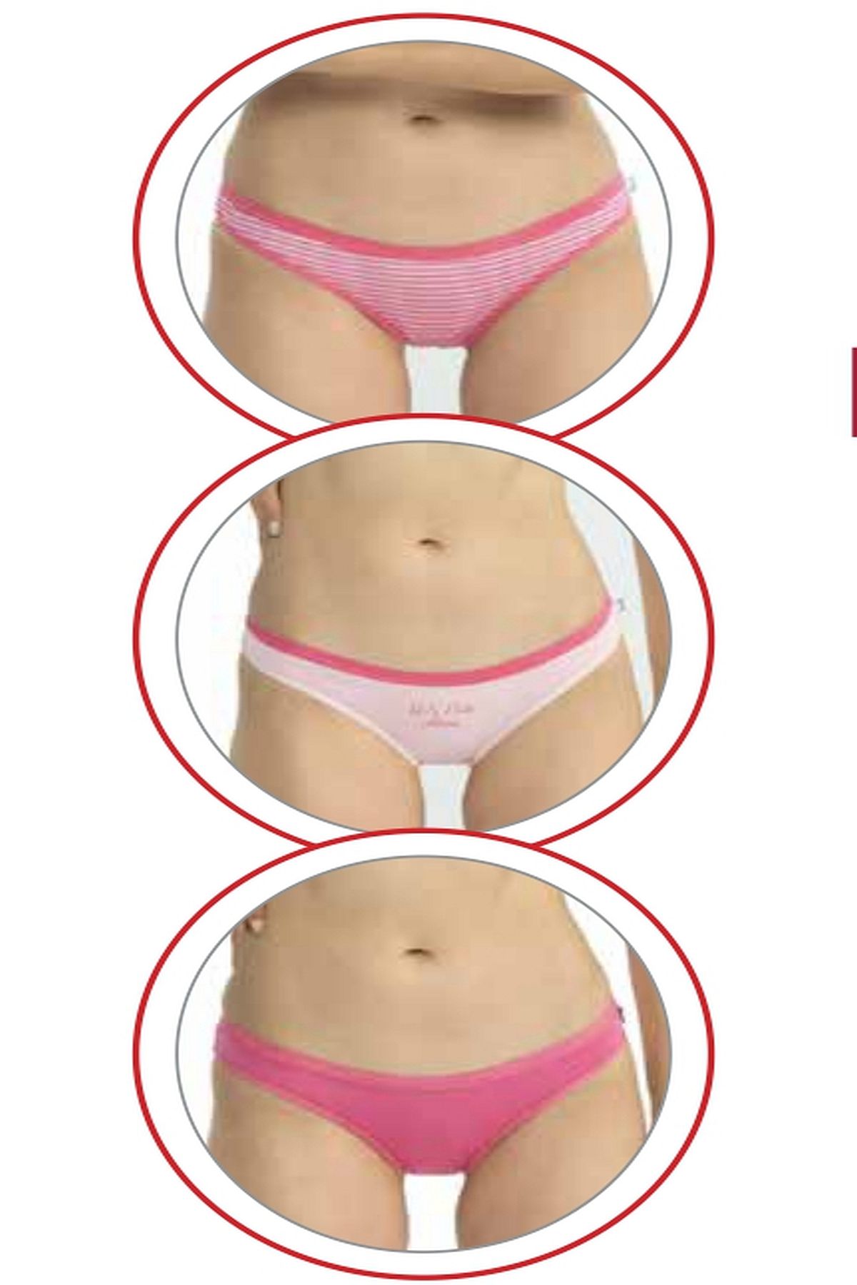 U.s Polo Assn. 66433 Kadın Karışık Desen Pamuklu 3lü Slip Külot-Fuşya