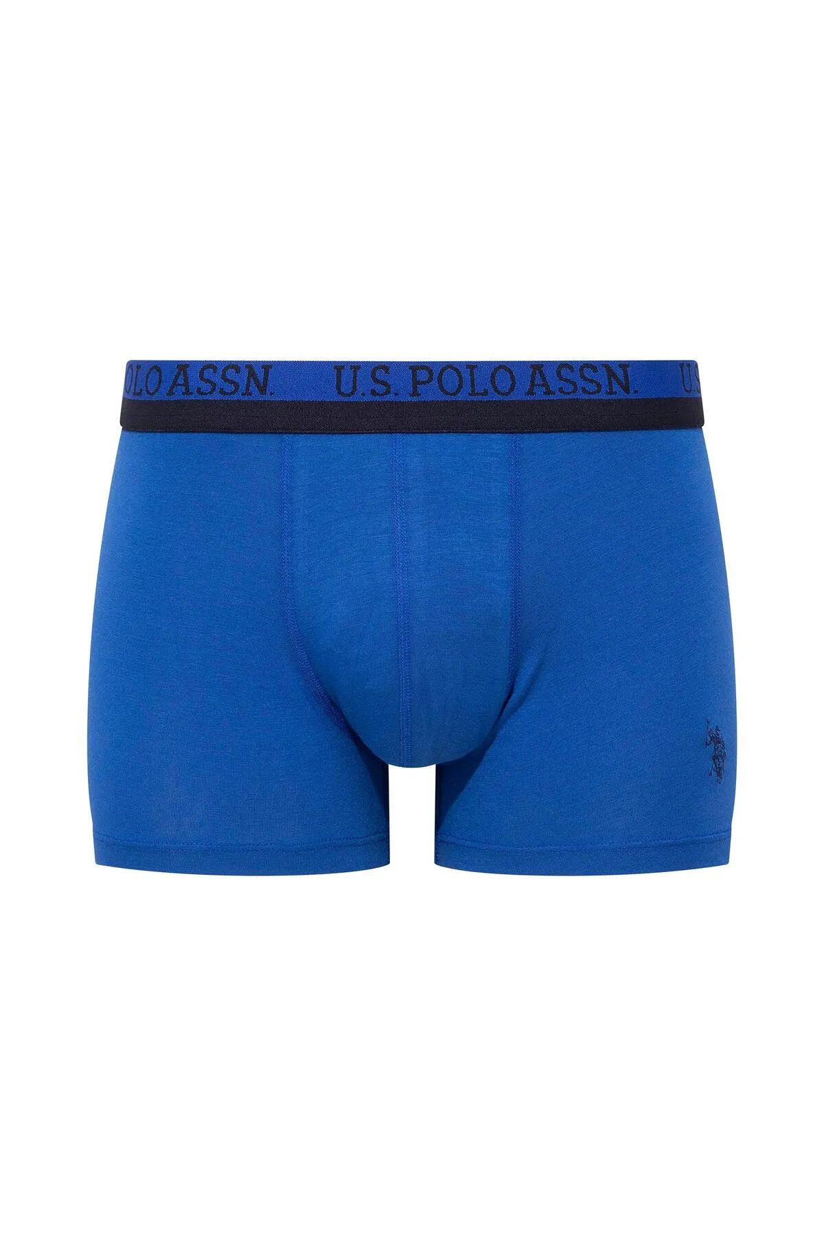 U.s Polo Assn. 80522 Erkek Pamuklu 3lü Boxer-Saks&Lacivert&Baskılı