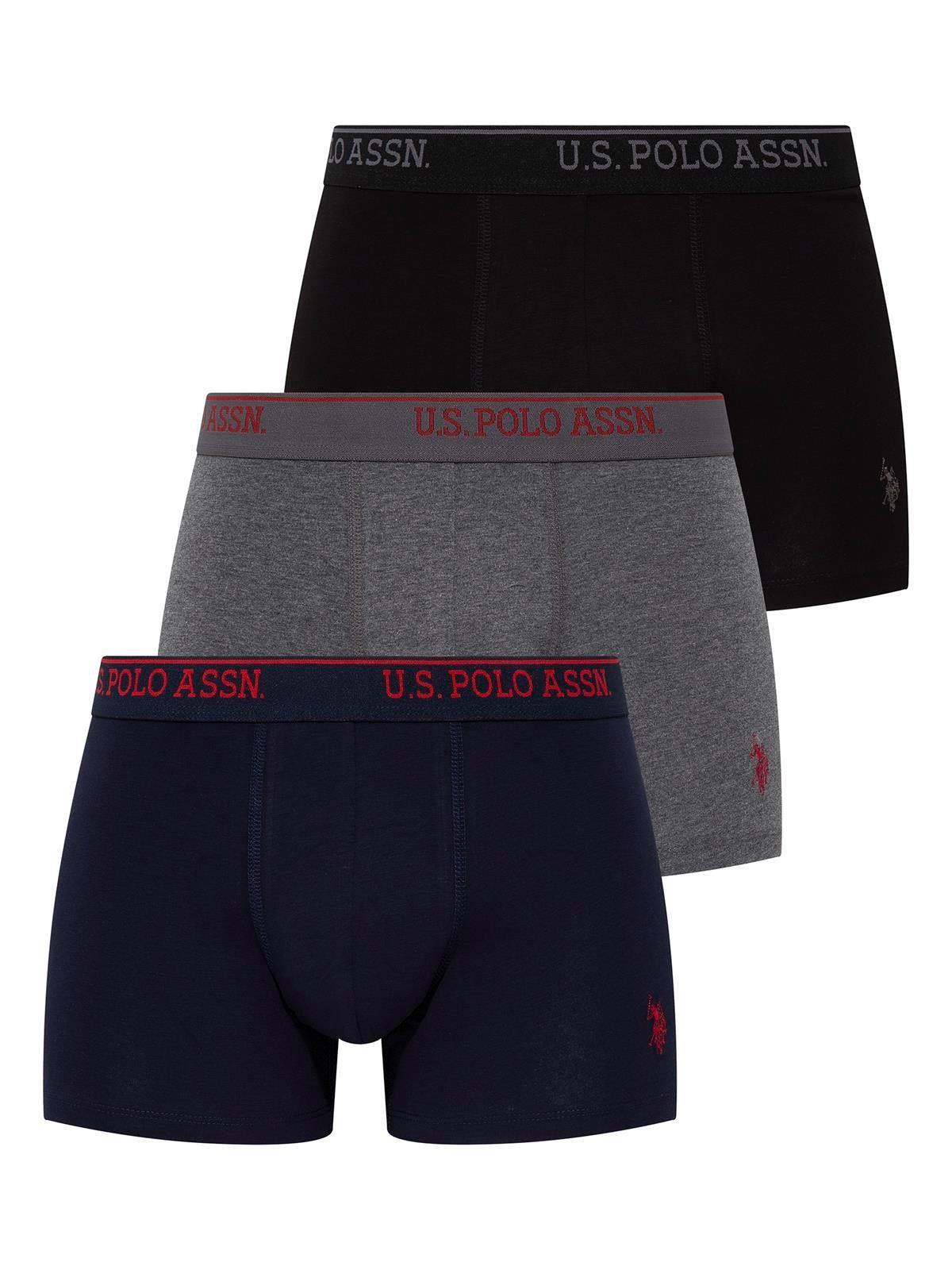 U.s Polo Assn. 90005  Erkek Battal 3lü Boxer-Siyah&Antrasit&Lacivert