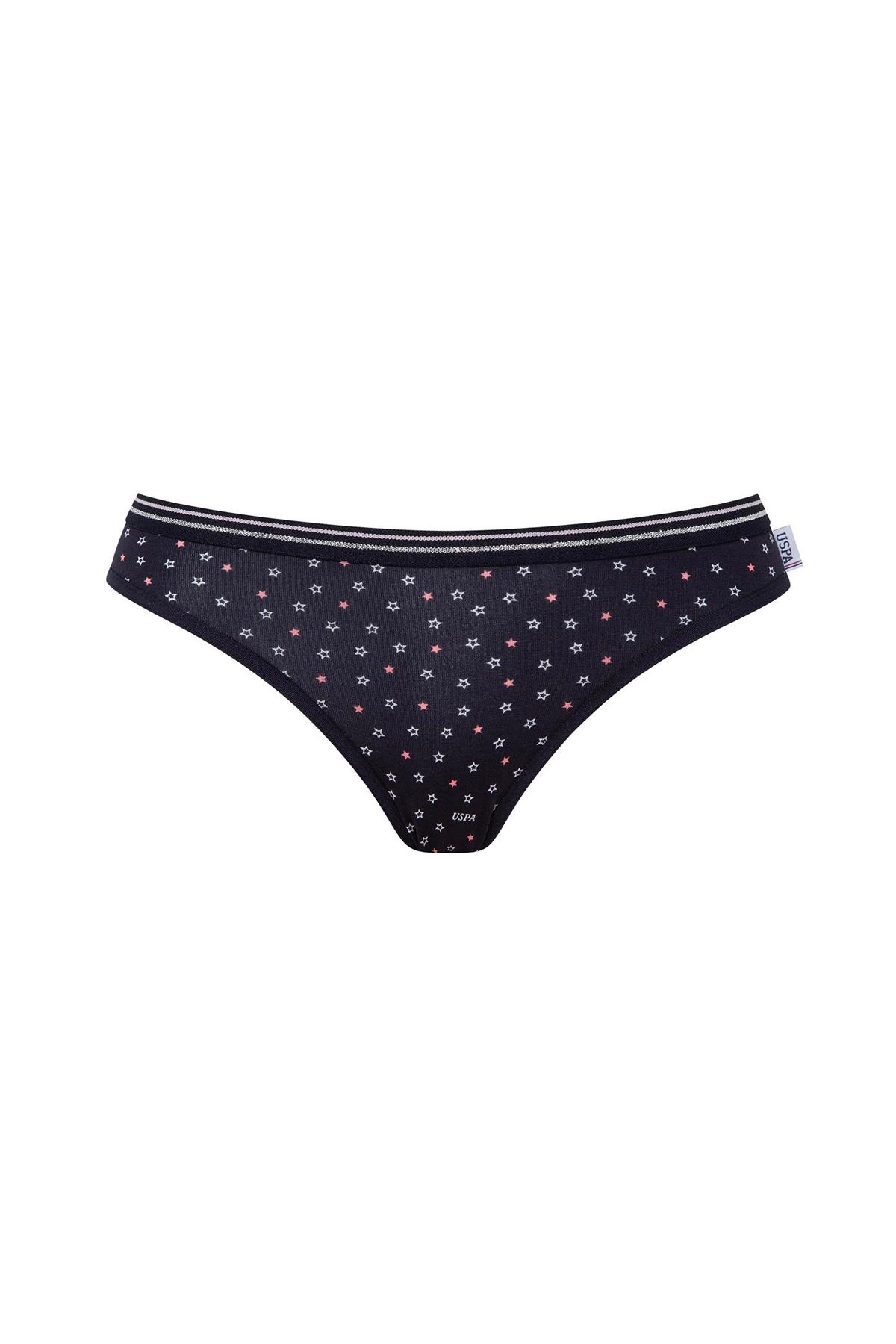 U.s Polo Assn. 66422 Kadın Pamuklu 3lü Slip Külot-Pembe&Gri&Lacivert