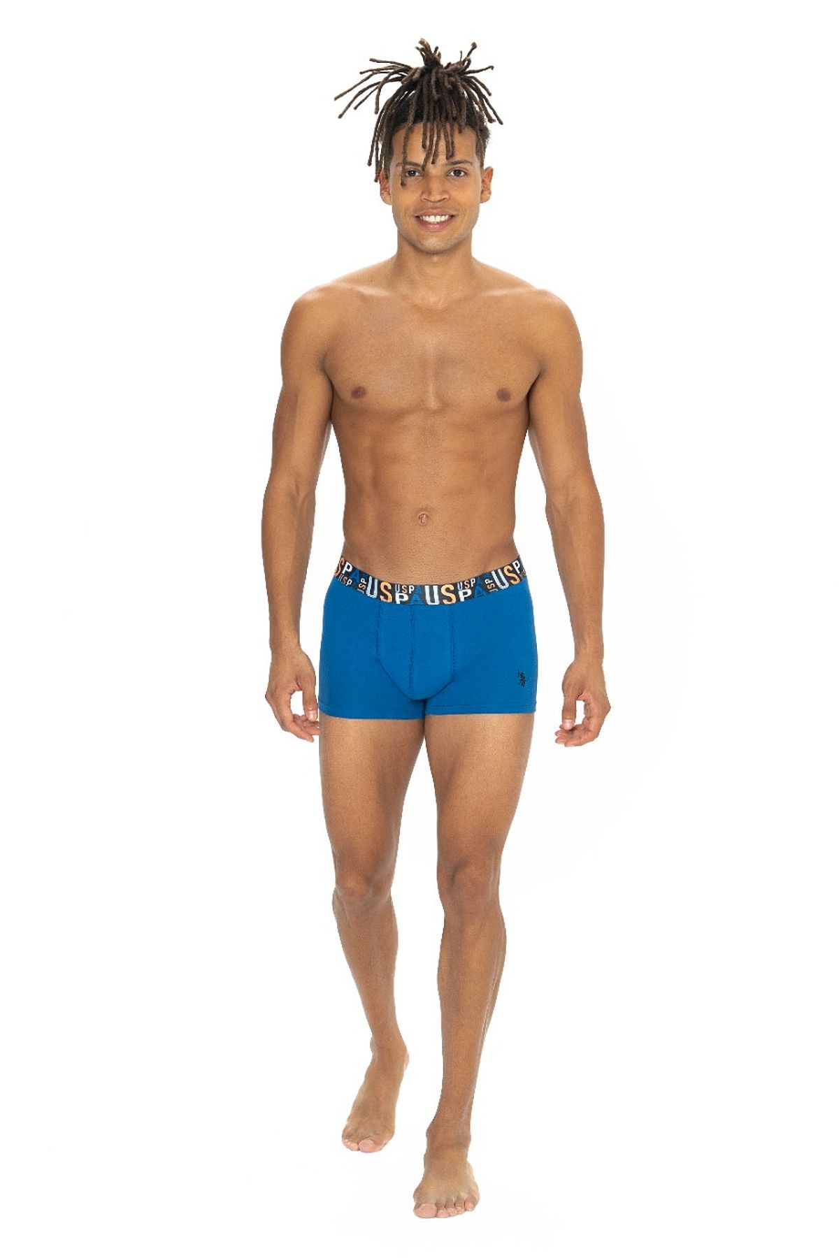 U.s Polo Assn. 80572 Erkek Pamuklu 3lü Boxer-Saks&Sarı&Lacivert