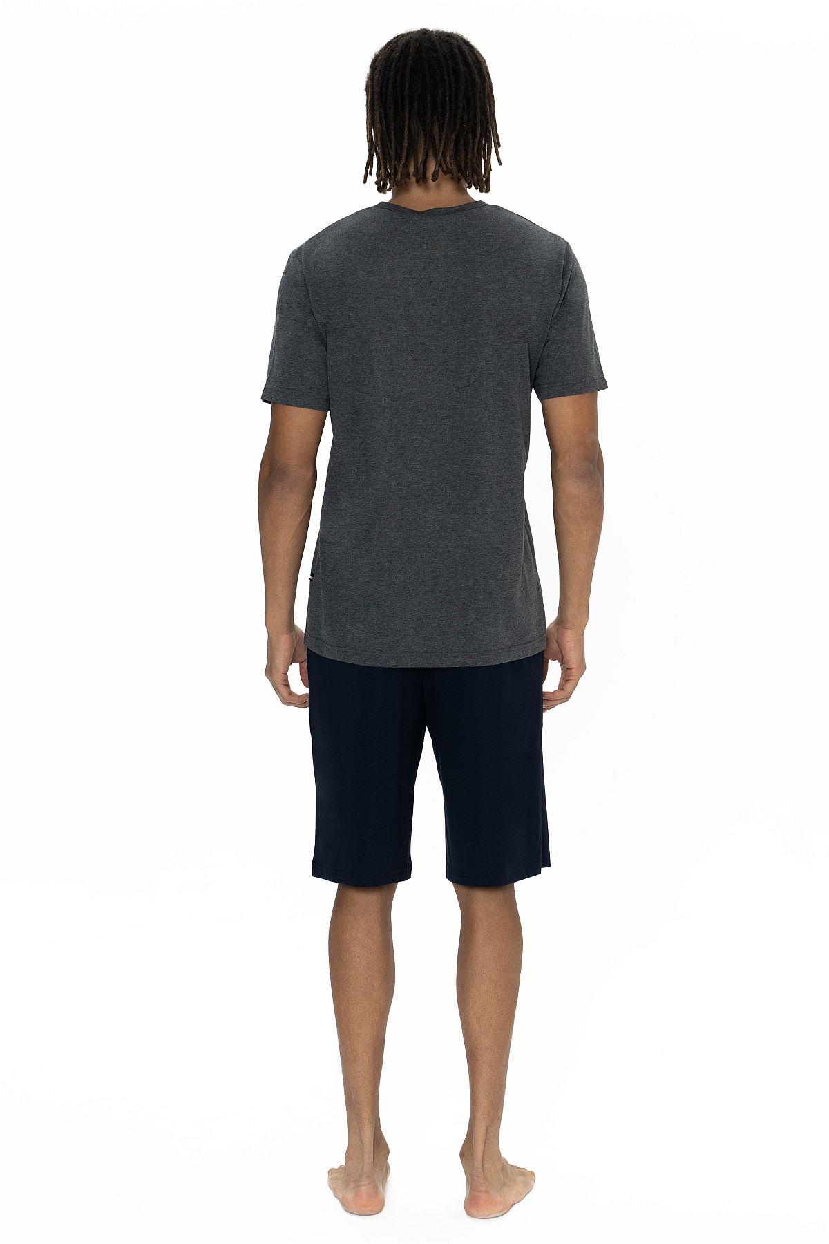 U.s Polo Assn. 18884 Erkek Kısa Kollu Bisiklet Yaka Şortlu Pijama Takımı-Antrasitmelanj