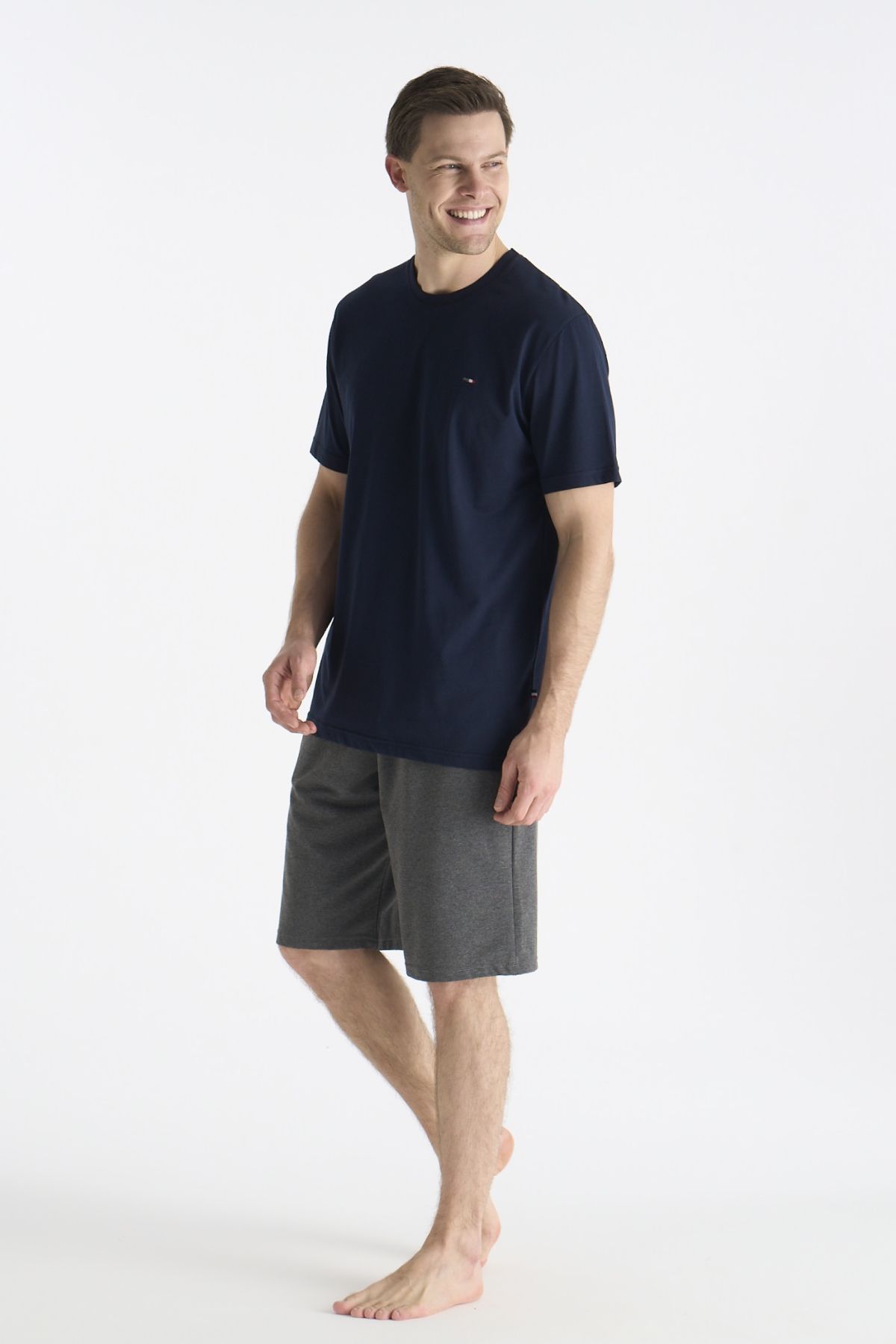 U.s Polo Assn. 19011 Erkek Kısa Kollu Şortlu Pijama Takımı-Lacivert