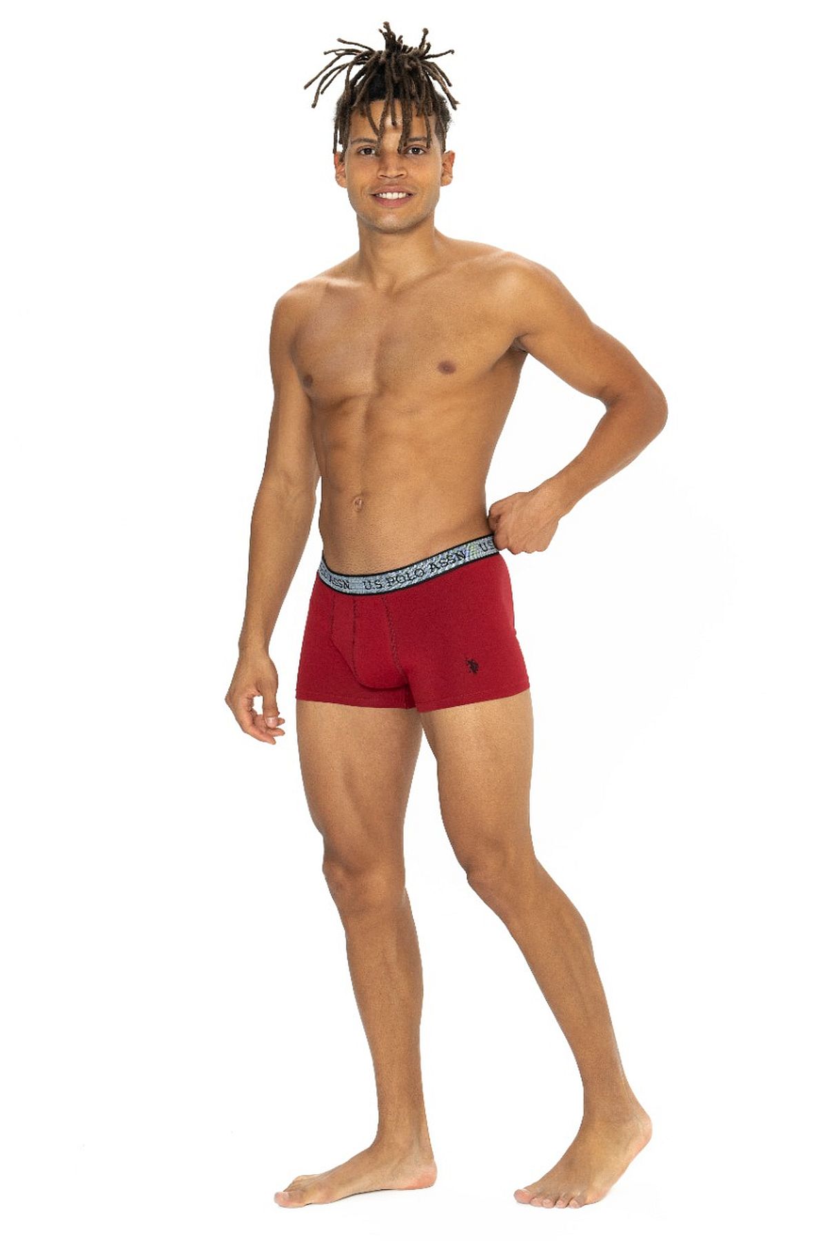 U.s Polo Assn. 80540 Erkek Pamuklu 3lü Boxer-Bordo&Siyah&Antrasitmelanj