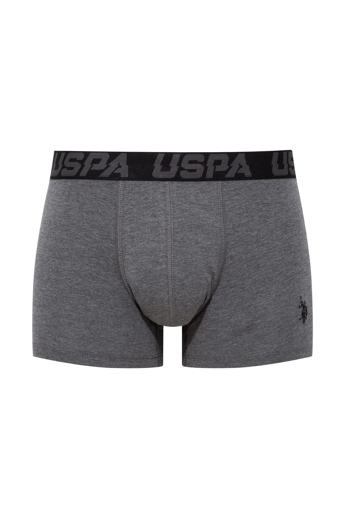 U.s Polo Assn. 80496 Erkek Pamuklu 3lü Boxer-Siyah&Antrasit&Baskılı