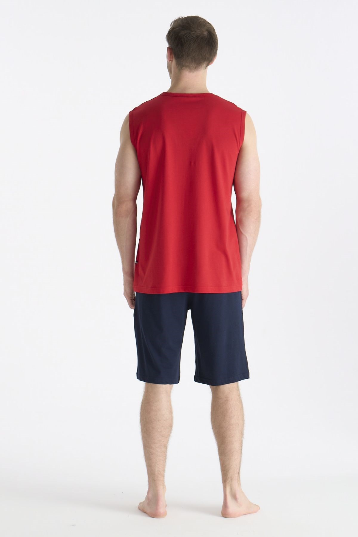U.s Polo Assn. 19010 Erkek Sıfır Kollu Şortlu Pijama Takımı-Kırmızı