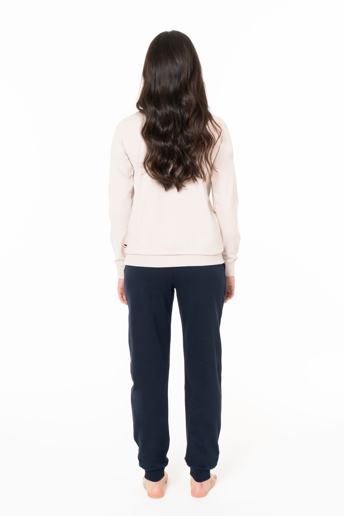 U.s Polo Assn. 20120 Kadın Uzun Kollu Bisiklet Yaka Paçası Bantlı Rahat Ev Giyim-Bej