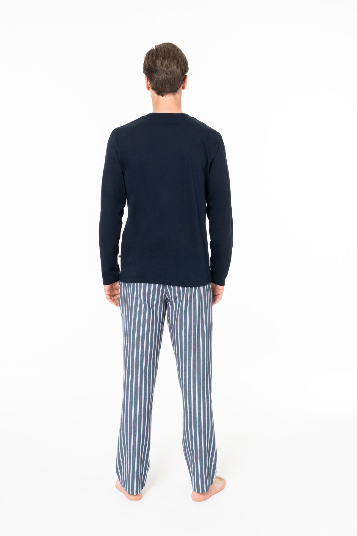 U.s Polo Assn. 18987 Erkek Uzun Kollu Bisiklet Yaka Pijama Takımı-Lacivert